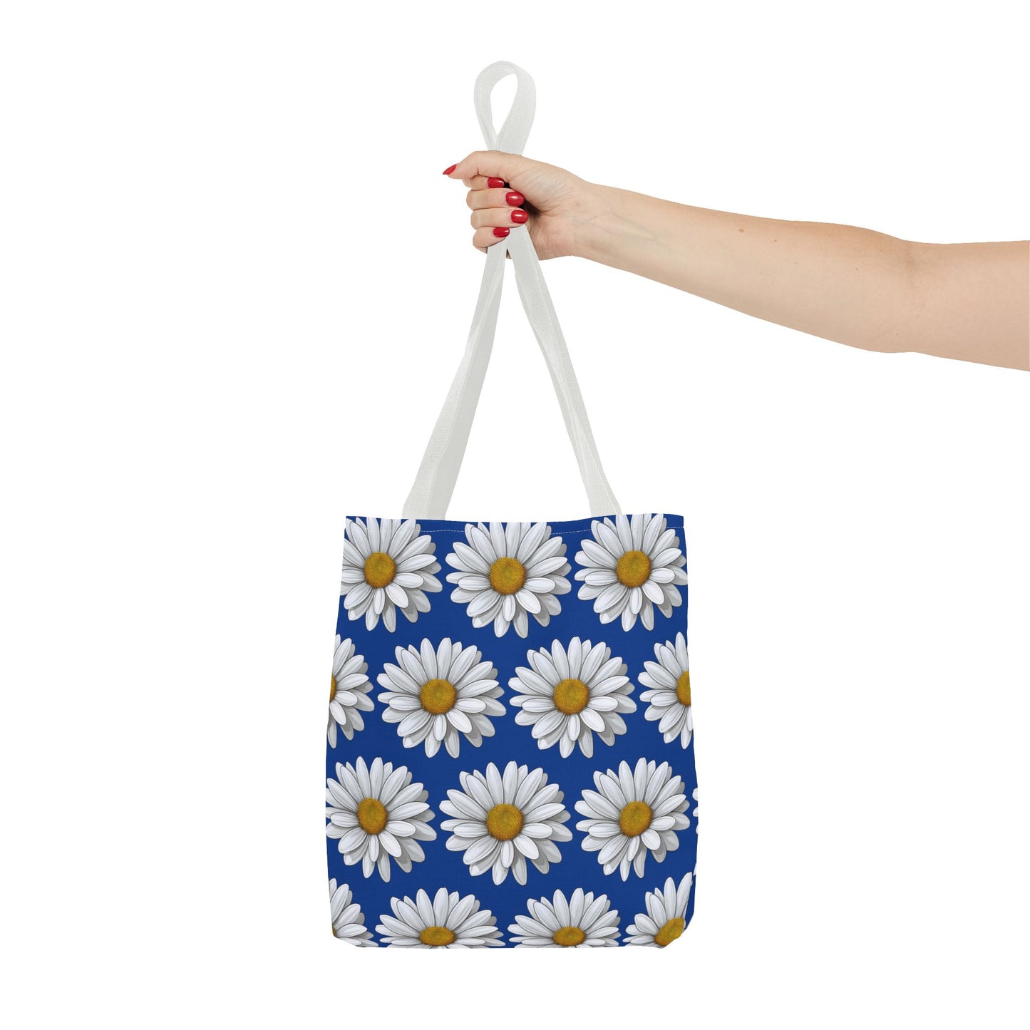 Daisy Tote Bag - White Floral Design Summer Fashion Accessory