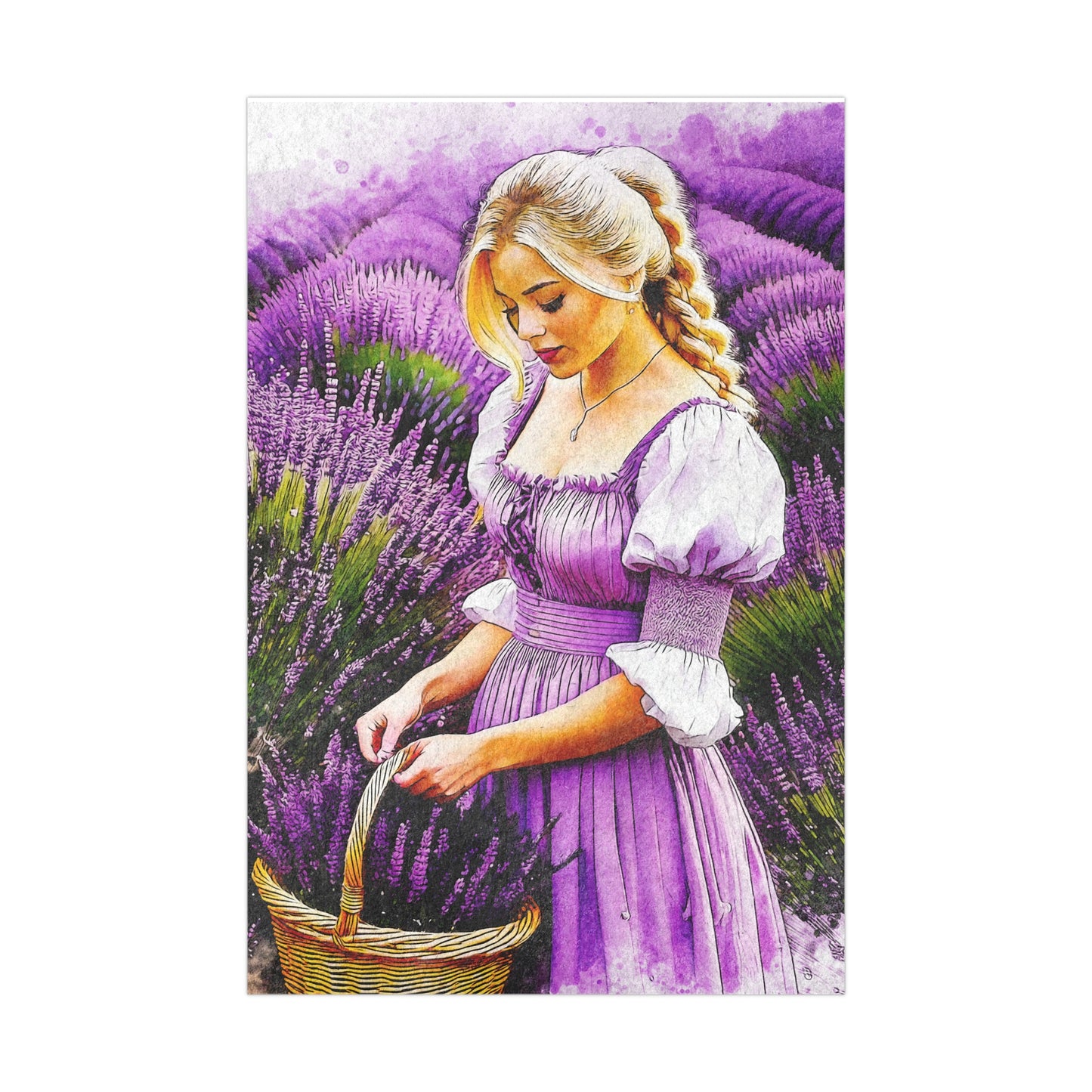 Lavender Field Matte Poster, Wall Art Decor, Feminine Art Print, Home Aesthetic, Gift for Her, Floral Wall Decor