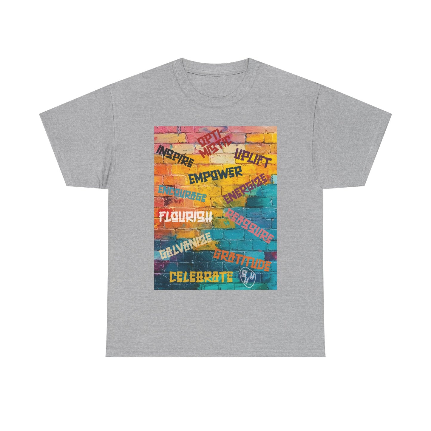 Fuel your fire—Inspire. Empower. Celebrate. 🎨💪 #MotivationalArt #InspireDaily #Empowerment #PositiveVibes #GoalGetter #WallOfWords Unisex Heavy Cotton Tee - Inspire, Uplift, Celebrate, Flourish, Perfect Gift for Motivational Occasions