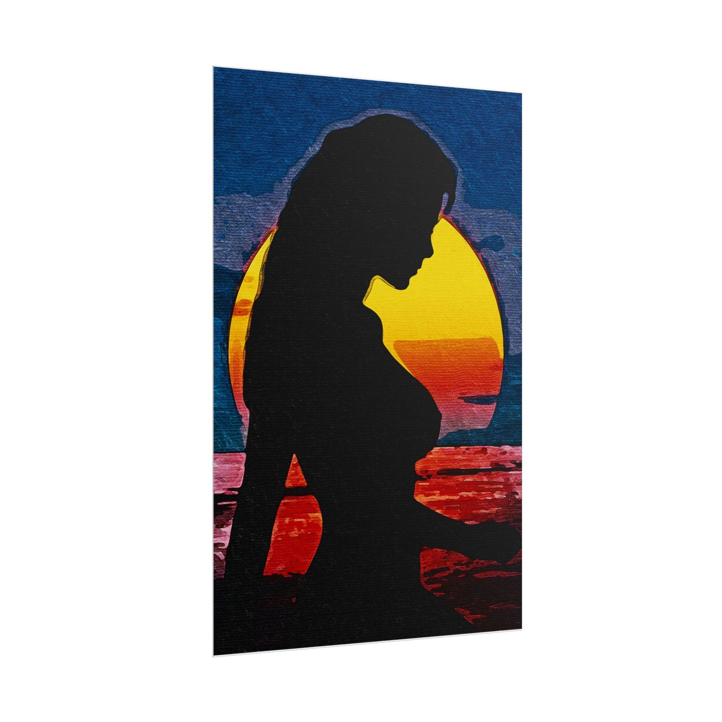 Radiant Horizons: Empowering Silhouette by Sunset – Embrace Inner Strength and Inspiring Beauty - Vibrant Beach Sunset Rolled Poster, Living Room Decor, Nautical Art, Home Aesthetic, Gift for Beach Lovers, Boho Wall Art