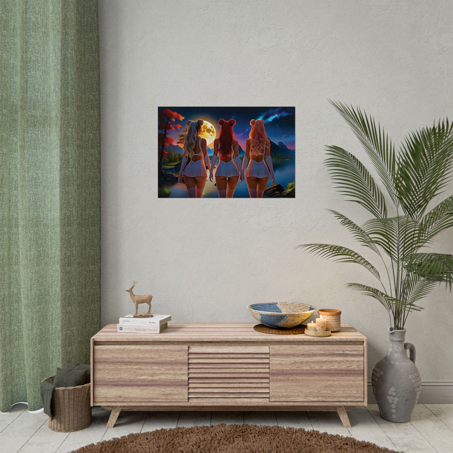π Moon Sisters: Unity in Light, Magic in Motion - Vibrant Art Rolled Posters, Aesthetic Wall Decor, Anime Inspired Art, Unique Gift, Home Decor, Bedroom Wall Art, Feminine Aesthetic