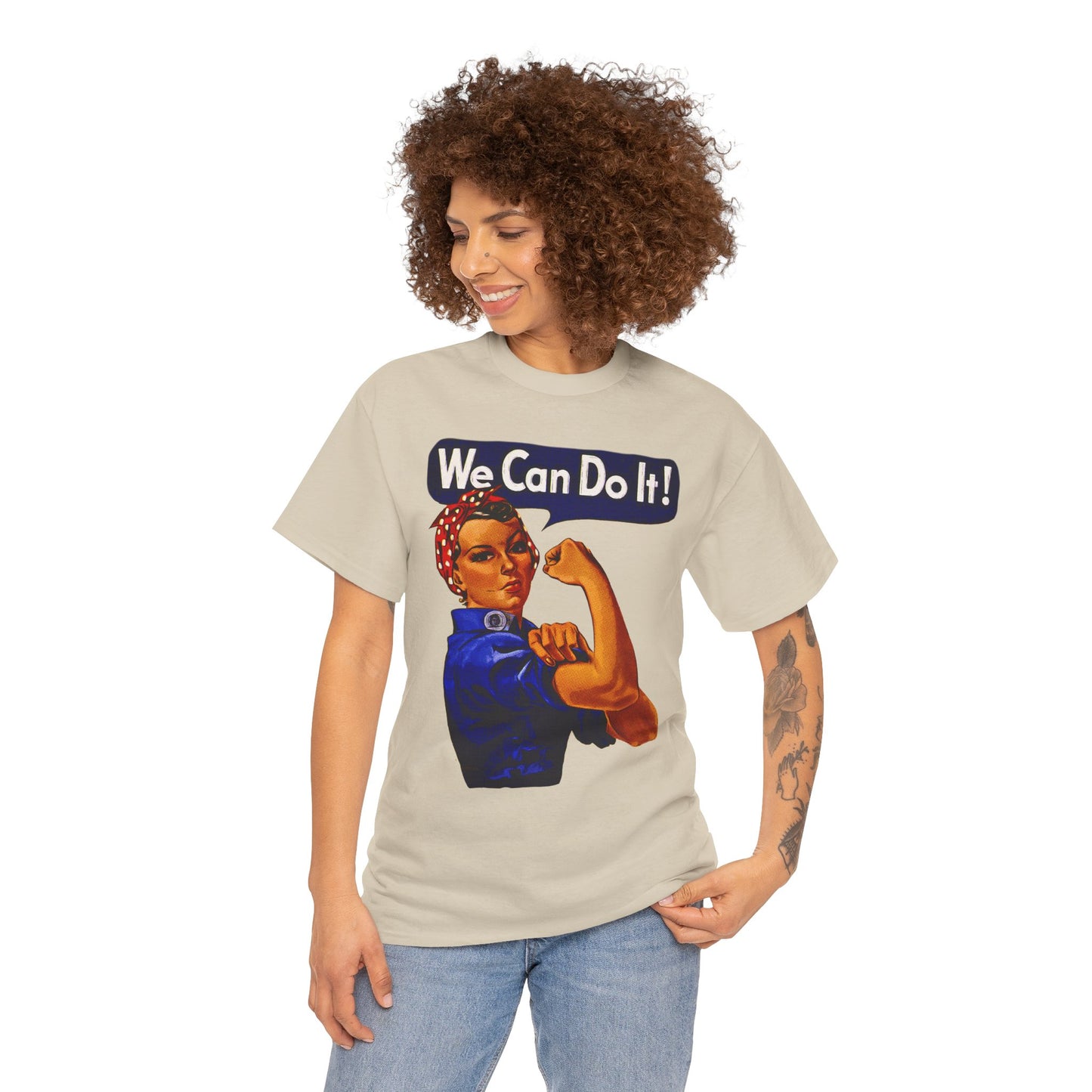 Empowerment Pop Art | Bold "We Can Do It" T-Shirts, Sweatshirts, Mugs & Wall Art for Inspiration - Empowering Unisex Heavy Cotton Tee - We Can Do It! Statement Shirt, Feminist Apparel, Gift for Her, Motivational Tee, Casual Wear
