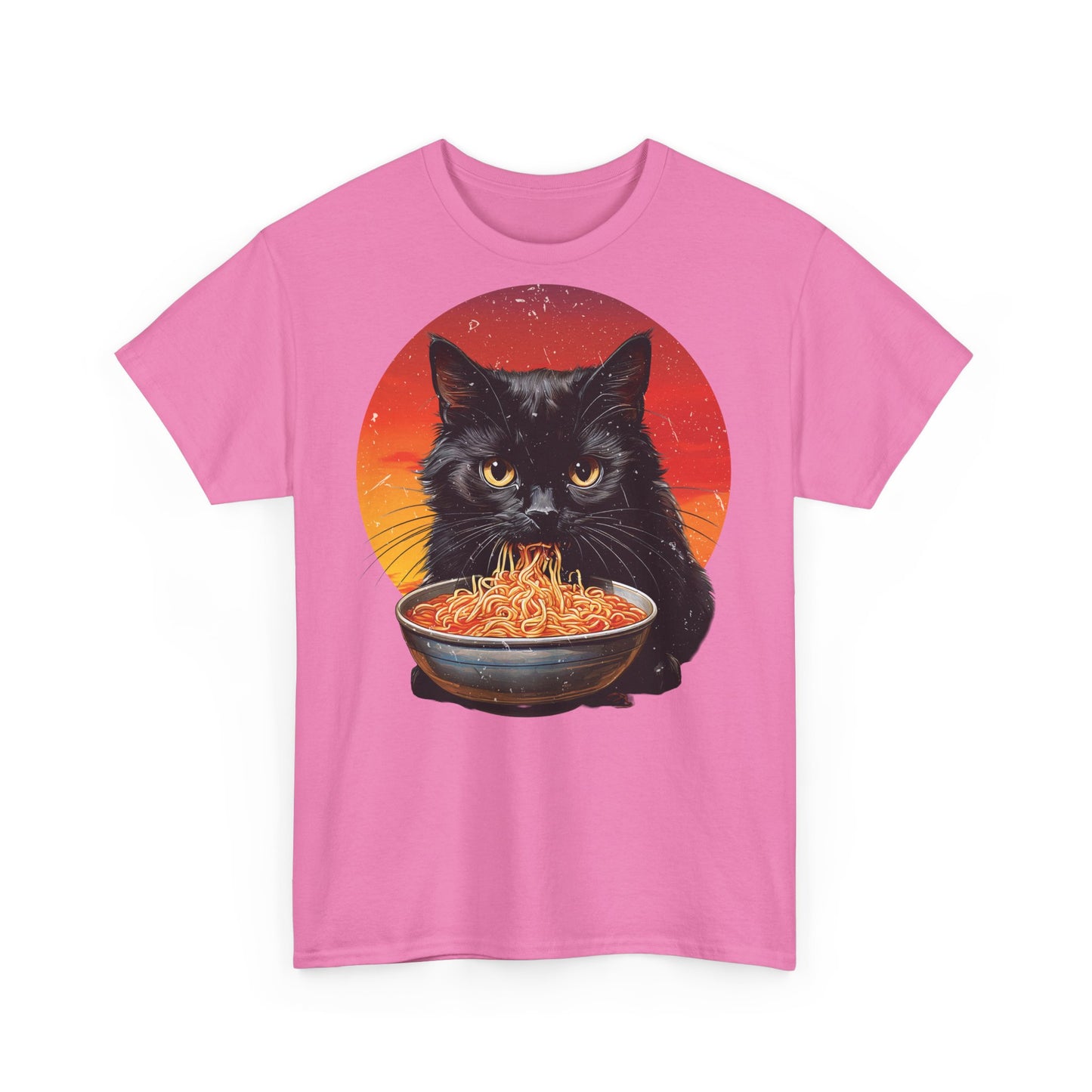 Ramen Cat - Cute Cat with Bowl of Noodles Unisex Heavy Cotton Tee