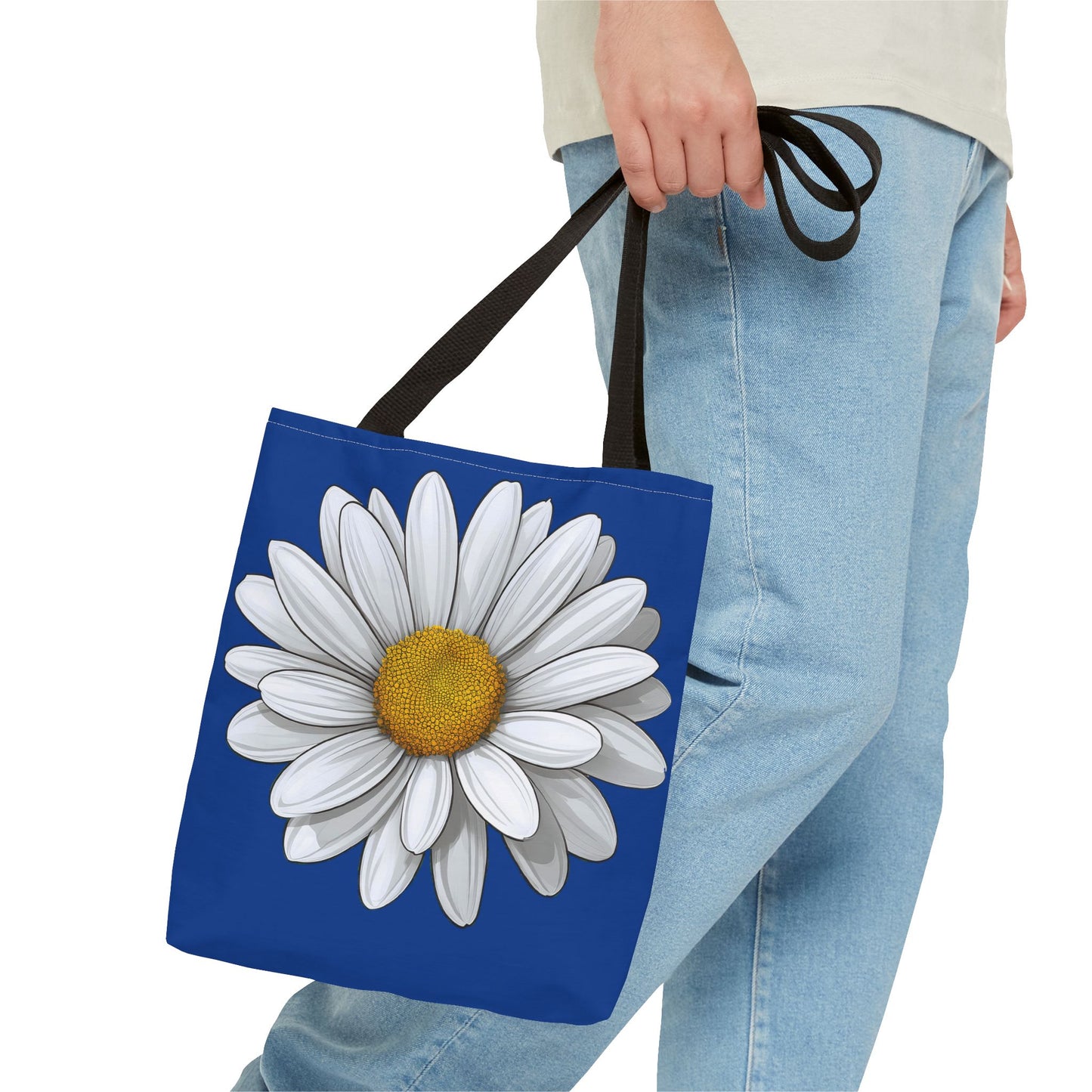 Daisy Tote Bag - White Floral Design Summer Fashion Accessory