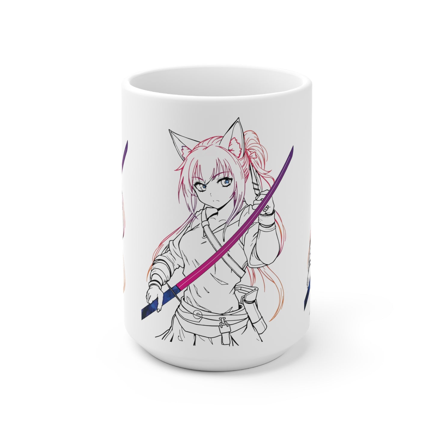 Anime-Inspired Ceramic Mug, Cat Girl Coffee Cup, Gift for Anime Lovers, Manga Mug, Unique Kawaii Drinkware
