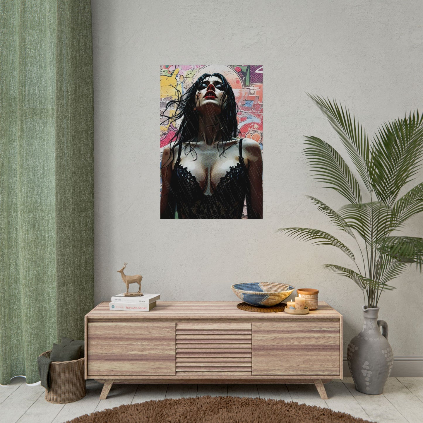 Rise Through the Storm: A Bold Expression of Strength, Passion, and Resilience in the Rain - Bold Art Rolled Posters, Wall Decor, Unique Gift, Home Aesthetic, Modern Art Print, Gallery Wall, Bedroom Decor