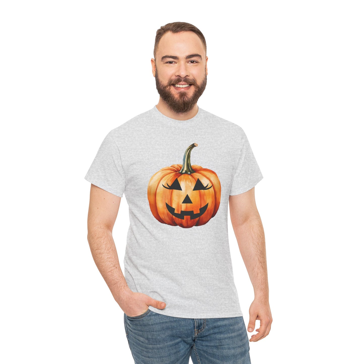 ๐ Embrace Autumn Magic - Pumpkin Bliss Collection for Cozy Season Vibes โจ - Harvest Vibes Pumpkin Cotton Tee | Fall Shirt, Halloween Apparel, Autumn Fashion, Unisex Graphic Tee, Gift for Pumpkin Lovers
