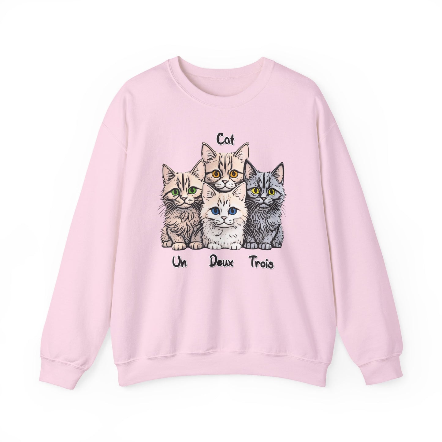 Un, Deux, Trois, Cat: Purrfect Counting Cuteness - Cat Lover Crewneck Sweatshirt, Cozy Pet Sweatshirt, Gift for Cat Owners, Cute Animal Apparel, Cat-Themed Fashion