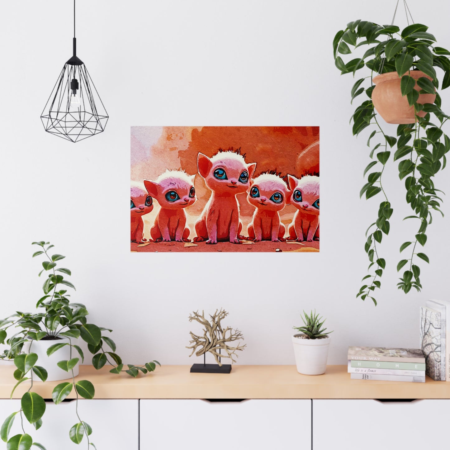 Whiskers of Wonder – Adorable Fantasy Anime Cat Clan Bringing Joy to Walls & Imaginations - Whimsical Cat Matte Posters, Art Print, Home Decor, Cute Wall Art, Gift for Cat Lovers, Nursery Print