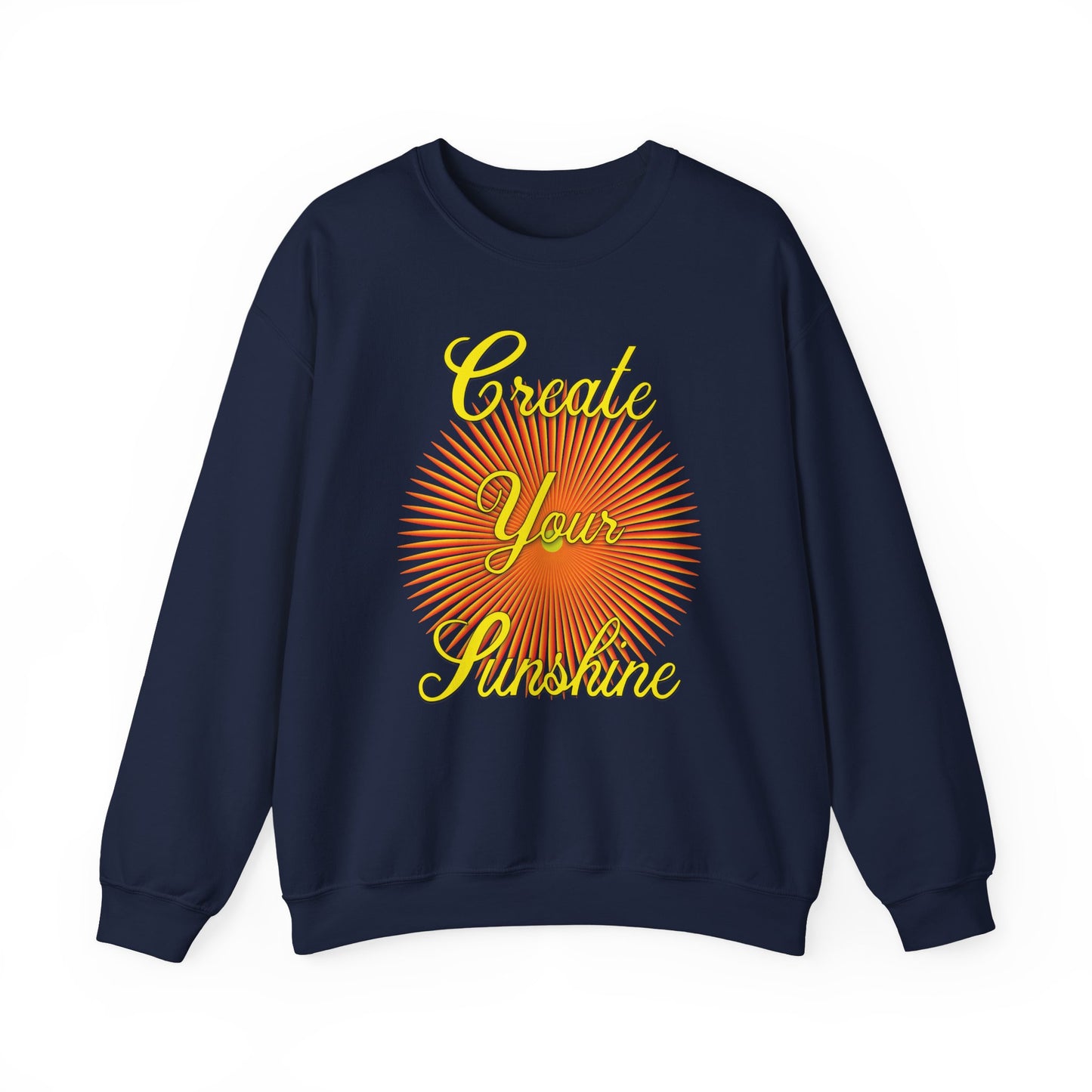 Shine Boldly β Create Your Own Sunshine in Every Step βοΈπ - Sunshine Crewneck Sweatshirt - Cozy Gift for Dreamers, Unisex Pullover, Inspirational Apparel, Life Celebration, Positive Vibes