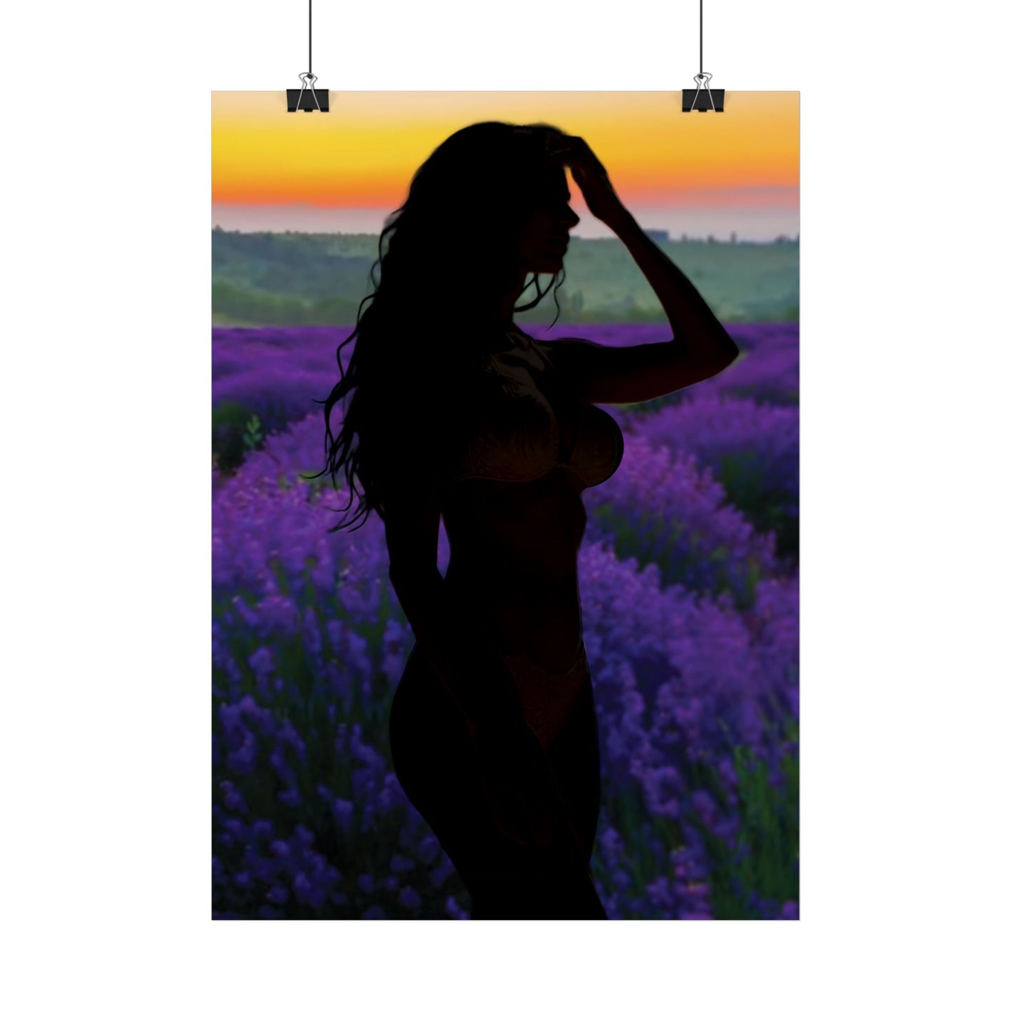 Silhouette Poster Art - Dreamy Landscape Wall Decor, Bedroom Decor, Gift for Her, Home Office Wall Art, Feminine Aesthetic Prints