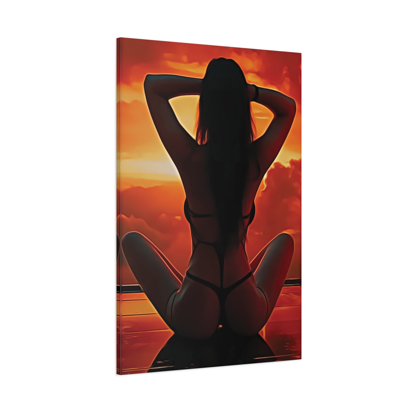 Golden Hour Serenity – Empowering Sunset Silhouette Inspiring Calm, Strength and Inner Freedom - Stretched Canvas Art Print - Sunset Silhouette, Wall Decor, Modern Home Art, Unique Gift, Bedroom Decor, Summer Vibes