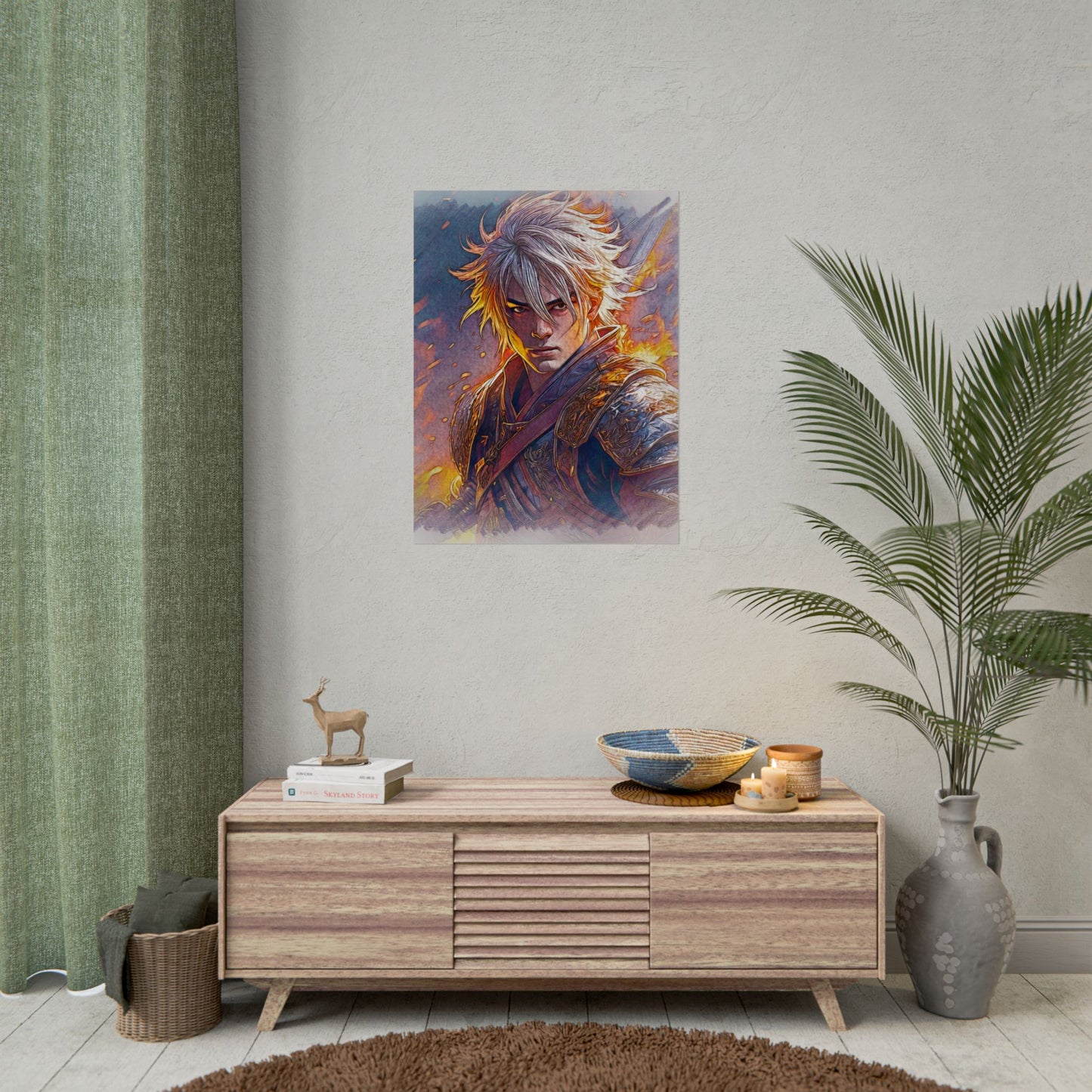 Epic Warrior Art Rolled Poster - Bold Fantasy Decor for Gamers & Anime Fans