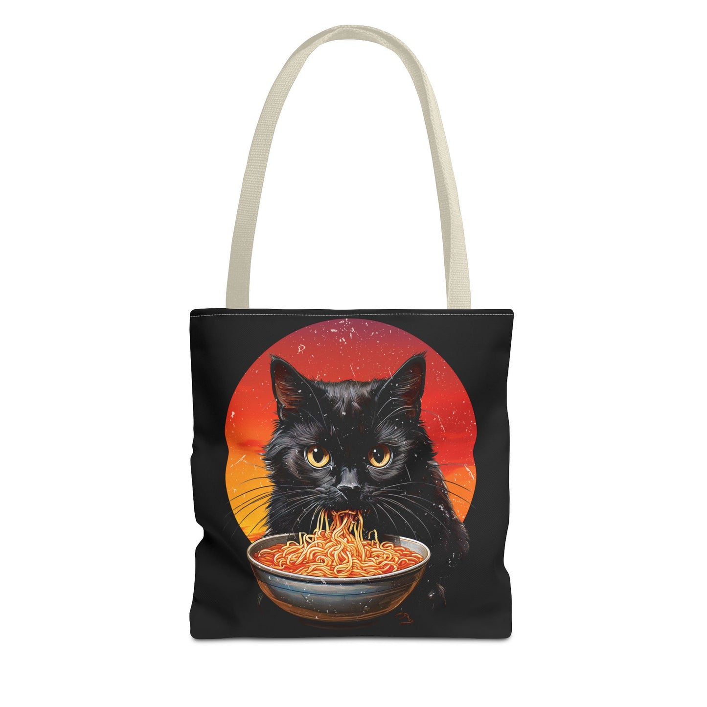 Ramen Cat - Cute Cat Noodles Tote Bag - Stylish Black Cat Design for Cat Lovers