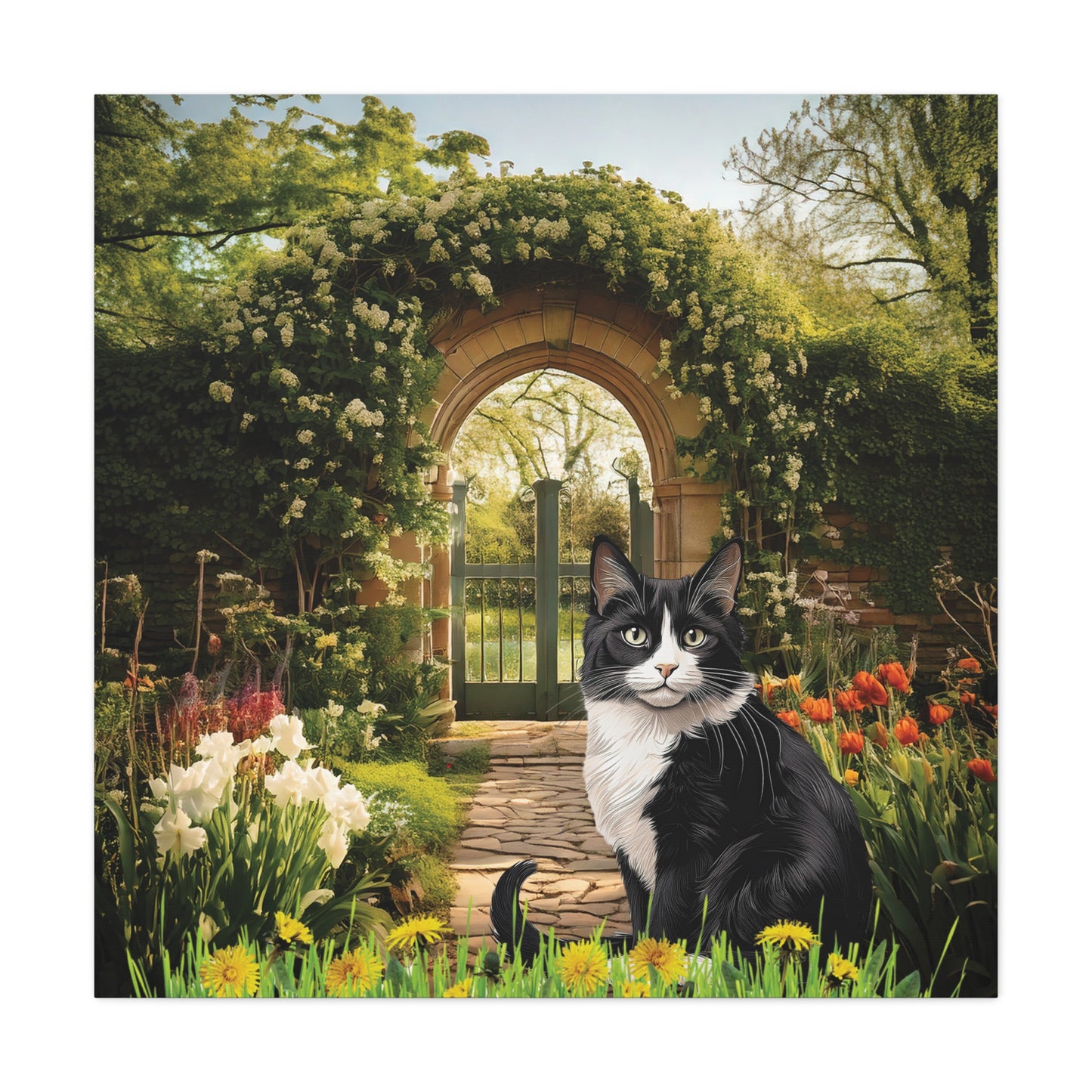 Cat Garden Matte Canvas Wall Art - Charming Home Decor for Cat Lovers