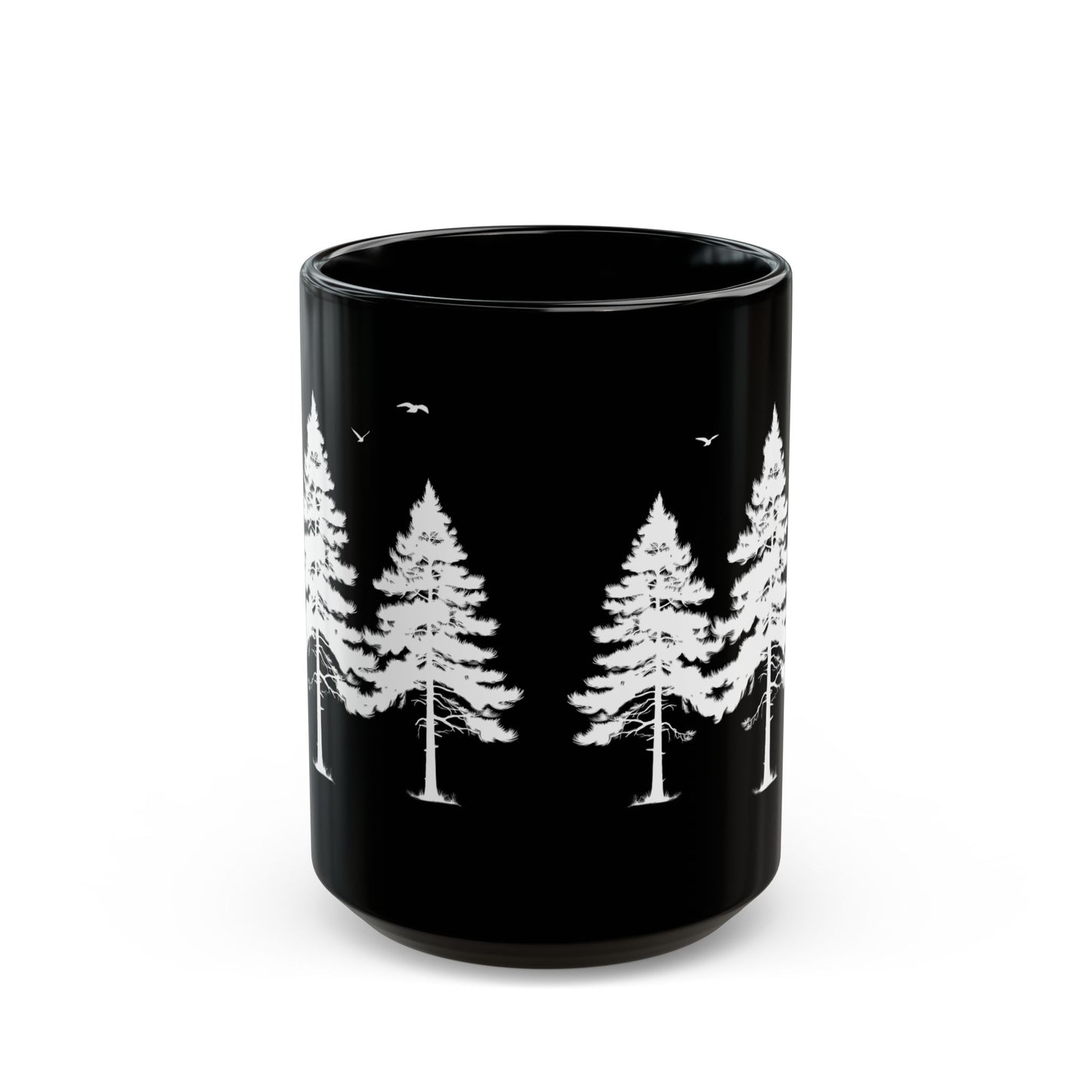Serene Forest Black Mug - 11oz & 15oz Coffee Cup for Nature Lovers