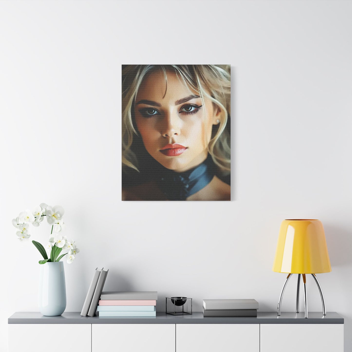 Golden Whispers – Flowing Hair Elegance for Inspired Spaces - Stretched Satin Canvas Art Print, Elegant Wall Décor, Modern Home Accent, Gift for Art Lovers, Portrait Artwork