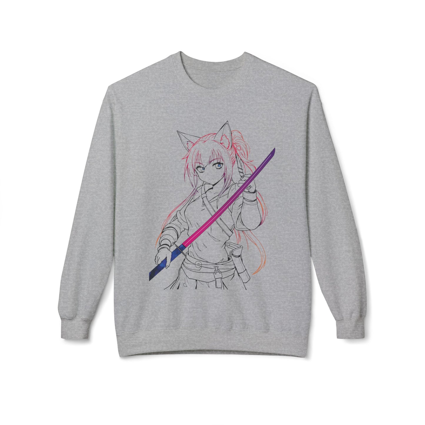 Anime-Inspired Fleece Crewneck Sweatshirt, Cozy Graphic Sweatshirt, Unisex Cartoon Sweater, Perfect Gift for Anime Fans, Casual Winter Wear
