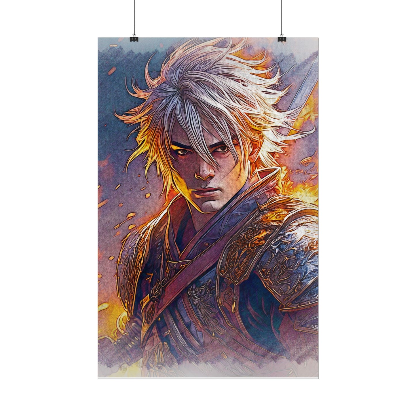 Epic Warrior Art Rolled Poster - Bold Fantasy Decor for Gamers & Anime Fans