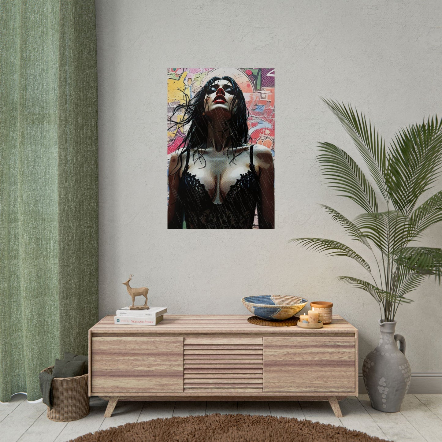 Rise Through the Storm: A Bold Expression of Strength, Passion, and Resilience in the Rain - Bold Art Rolled Posters, Wall Decor, Unique Gift, Home Aesthetic, Modern Art Print, Gallery Wall, Bedroom Decor