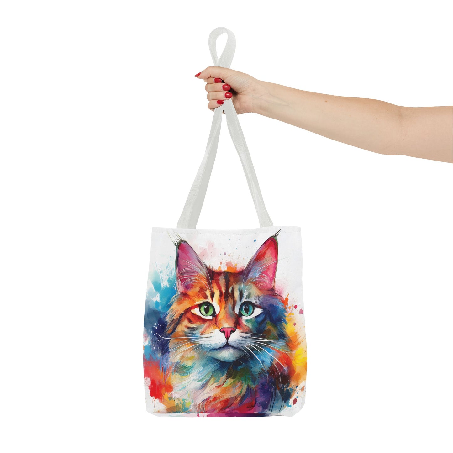 Colorful Tri-Color Cat Tote Bag: Pawsitive Vibes