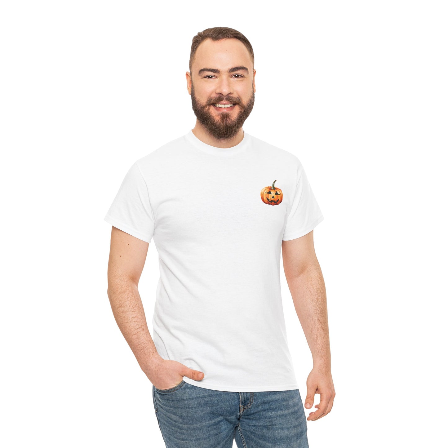 ๐ Embrace Autumn Magic - Pumpkin Bliss Collection for Cozy Season Vibes โจ - Harvest Vibes Pumpkin Cotton Tee | Fall Shirt, Halloween Apparel, Autumn Fashion, Unisex Graphic Tee, Gift for Pumpkin Lovers