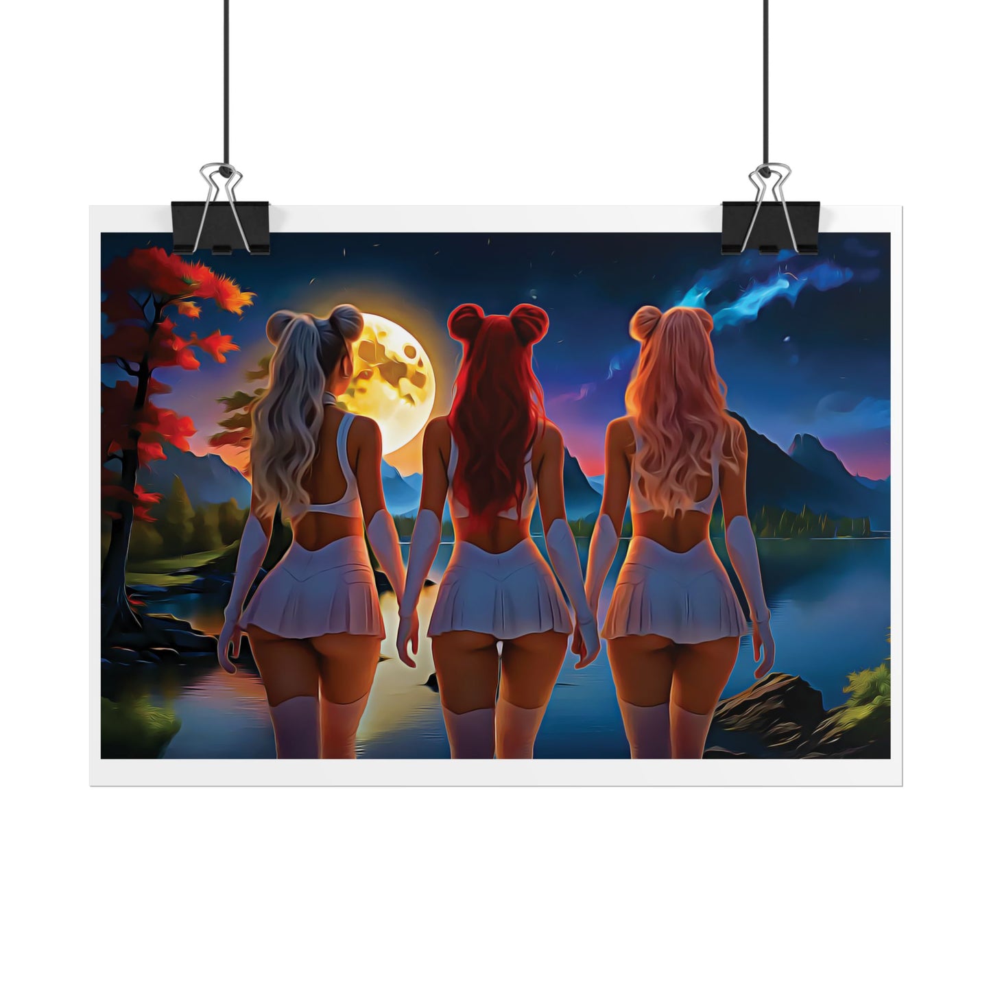 π Moon Sisters: Unity in Light, Magic in Motion - Vibrant Art Rolled Posters, Aesthetic Wall Decor, Anime Inspired Art, Unique Gift, Home Decor, Bedroom Wall Art, Feminine Aesthetic