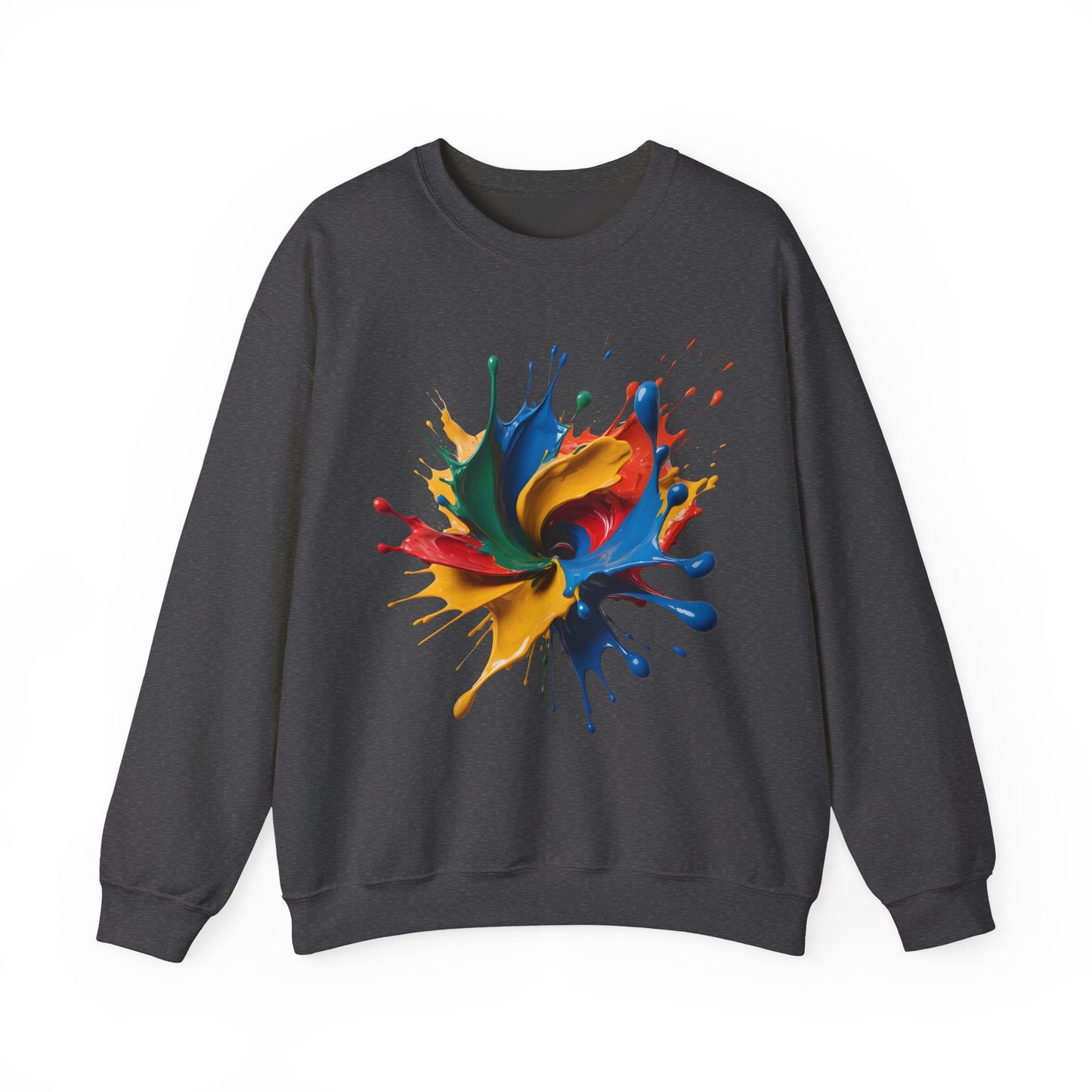 "Oops!" Color Splash Energy – Wear the Art, Feel the Vibe - Vibrant Splash Crewneck Sweatshirt - Cozy Artwear, Ideal for Gift Giving, Art Lovers, Casual Style, Unisex Apparel
