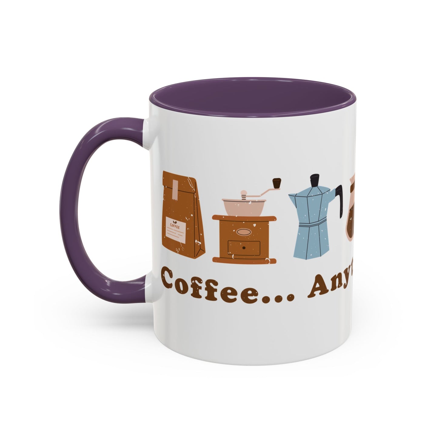 Mug - Coffee Anytime, Anywhere - Retro, vintage Accent Coffee Mug (11oz)