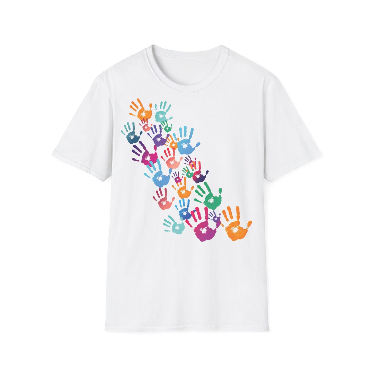 Colorful Handprints T-Shirt - Unisex Softstyle