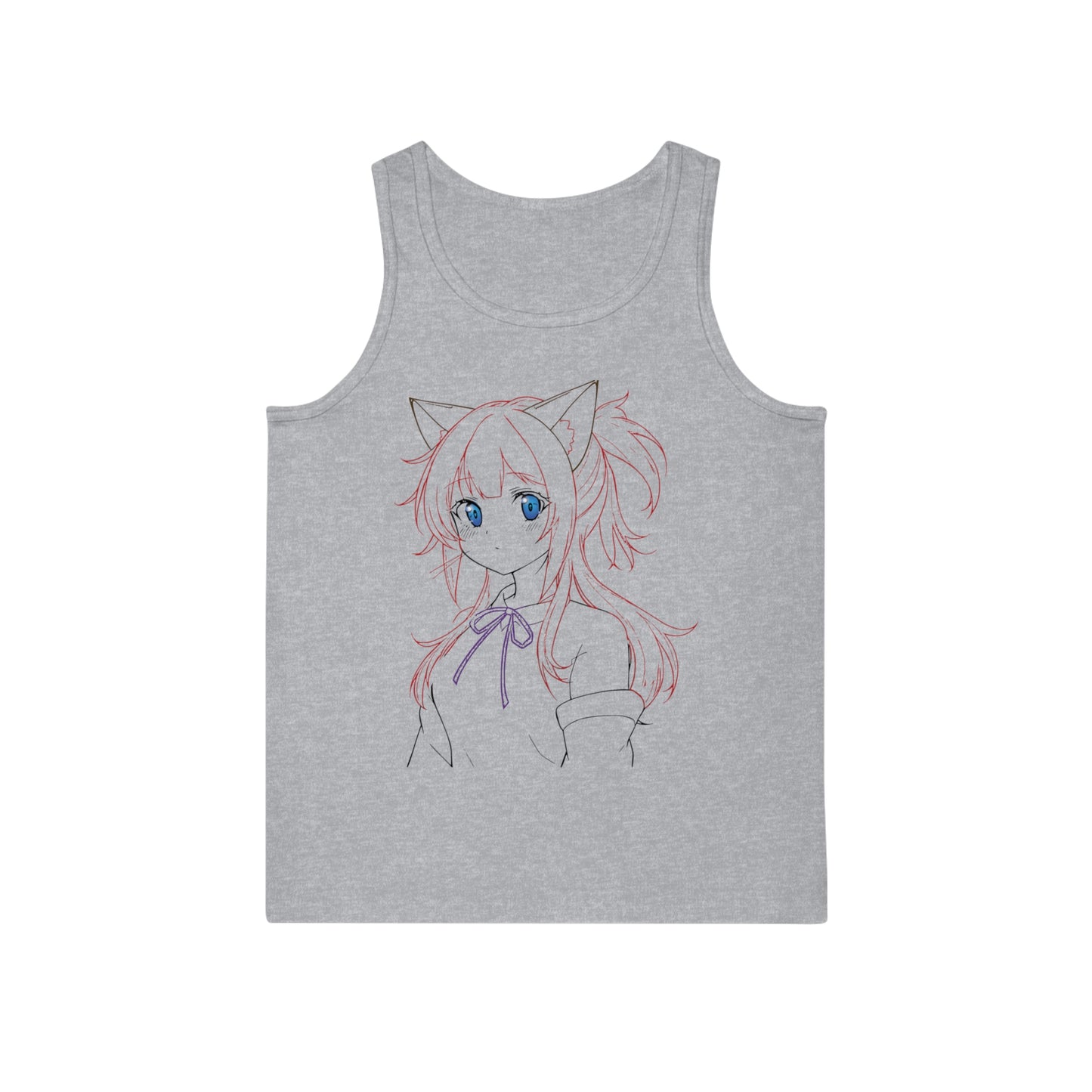 Anime Catgirl Tank Top | Cute Summer Tee, Gifts for Her, Casual Fashion, Festival Outfit, Streetwear - Kawaii, Manga