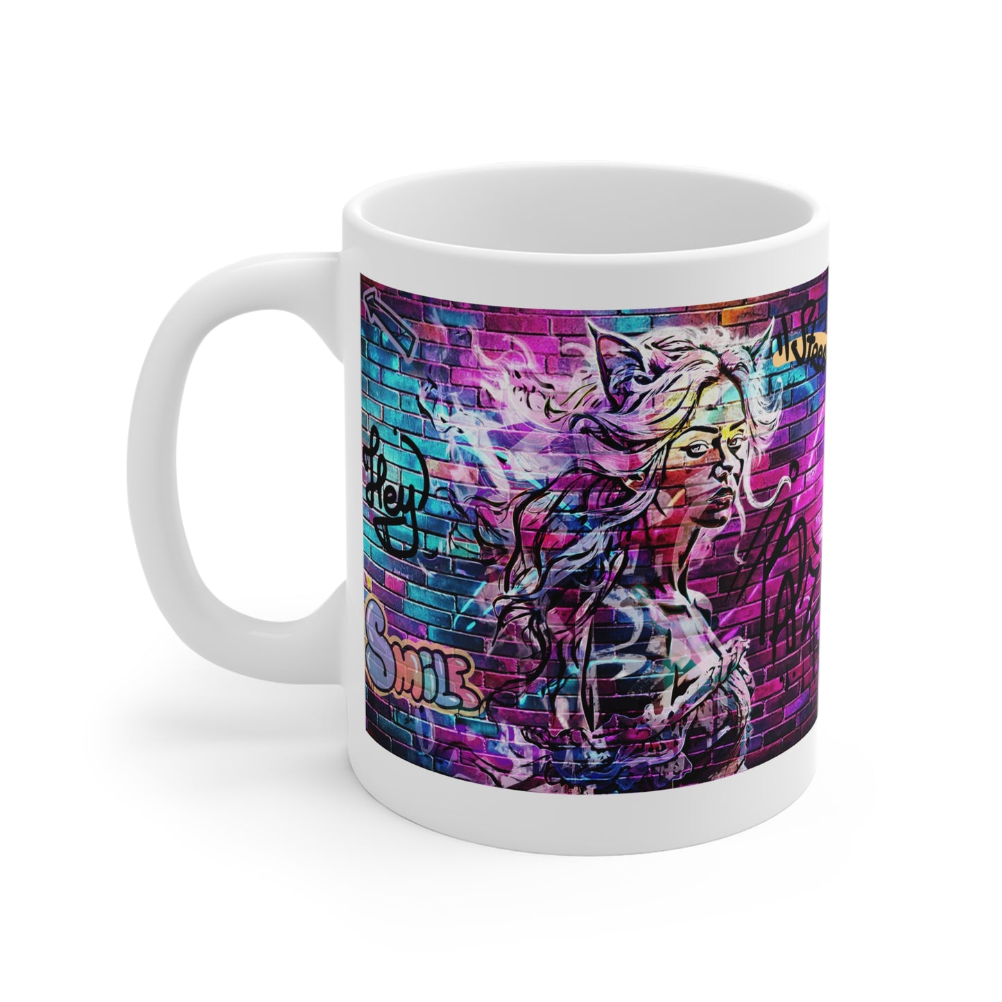 Urban Art Ceramic Mug - Graffiti Design with 'Smile'