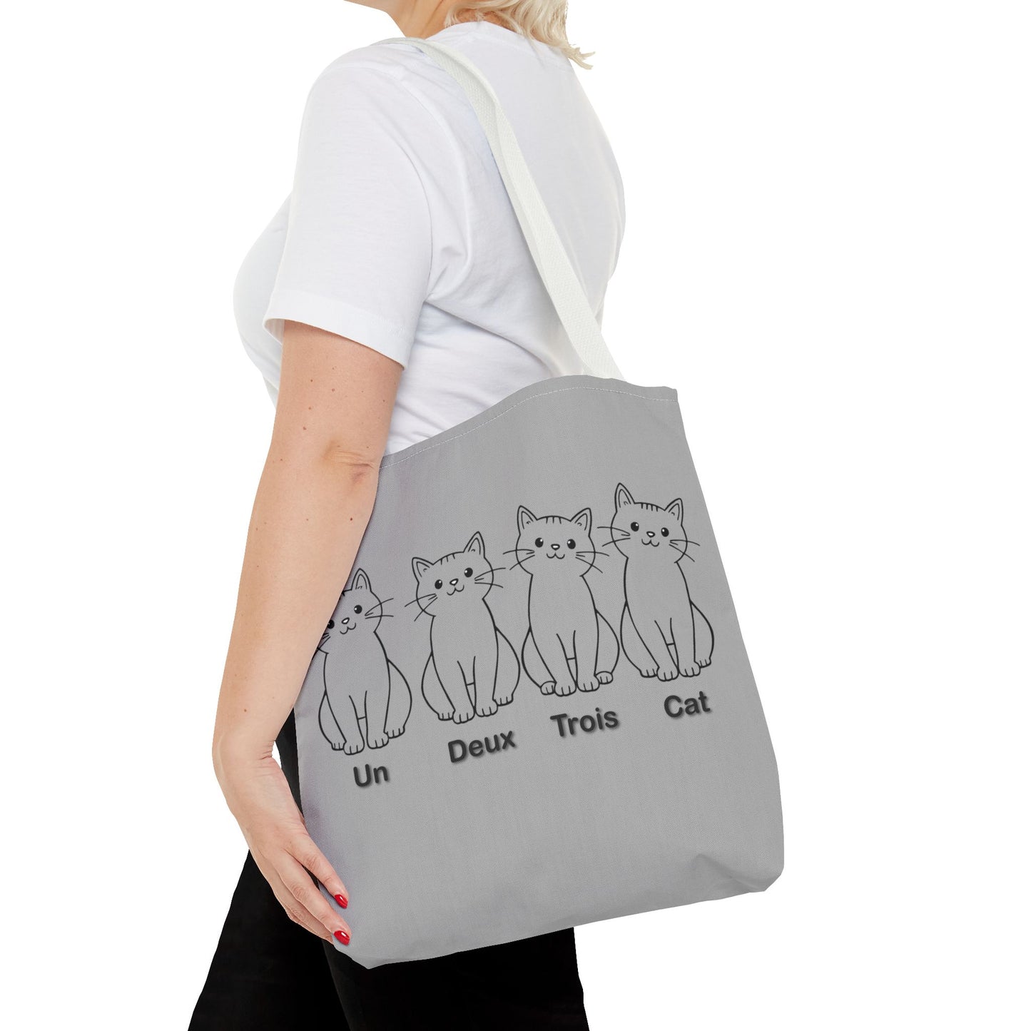 Funny Cat Tote Bag - Un Deux Trois Cat Design - Cute Cat Lover Gift