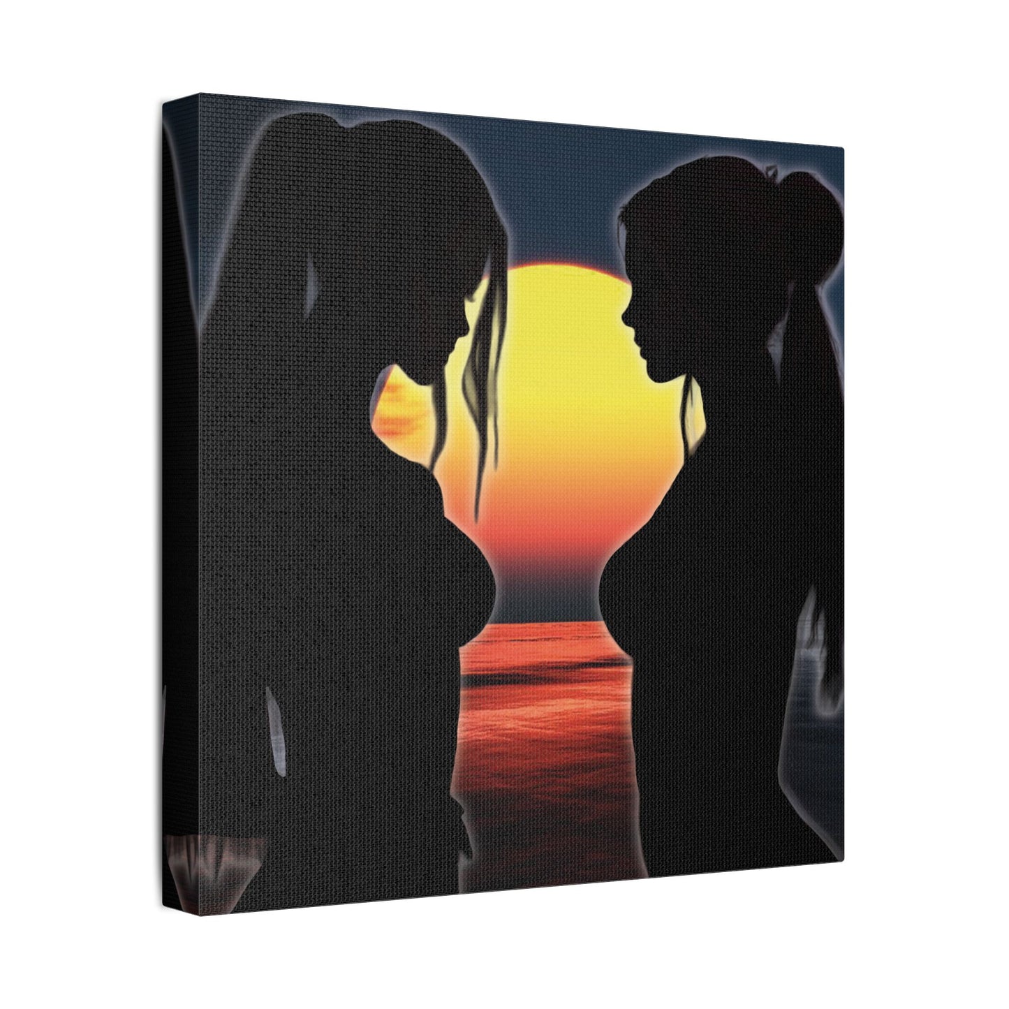 Sunset Silhouettes – Reflective Moments in Ocean Light - Canvas Art, Modern Wall Decor, Home Aesthetic, Gift for Her, Living Room Wall Art, Inspirational Art