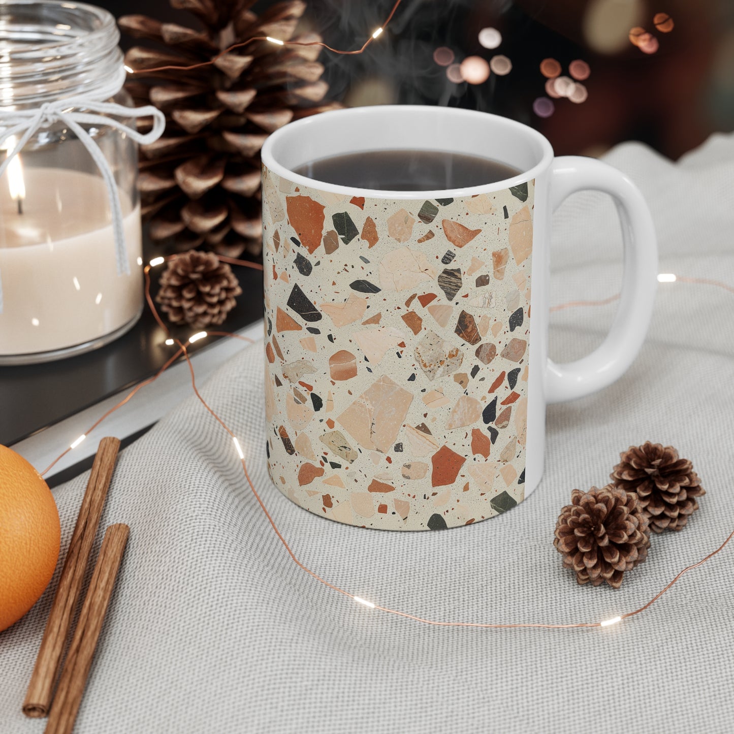 Mug - Terrazzo (Boho, Retro) Ceramic Coffee Cups, 11oz, 15oz