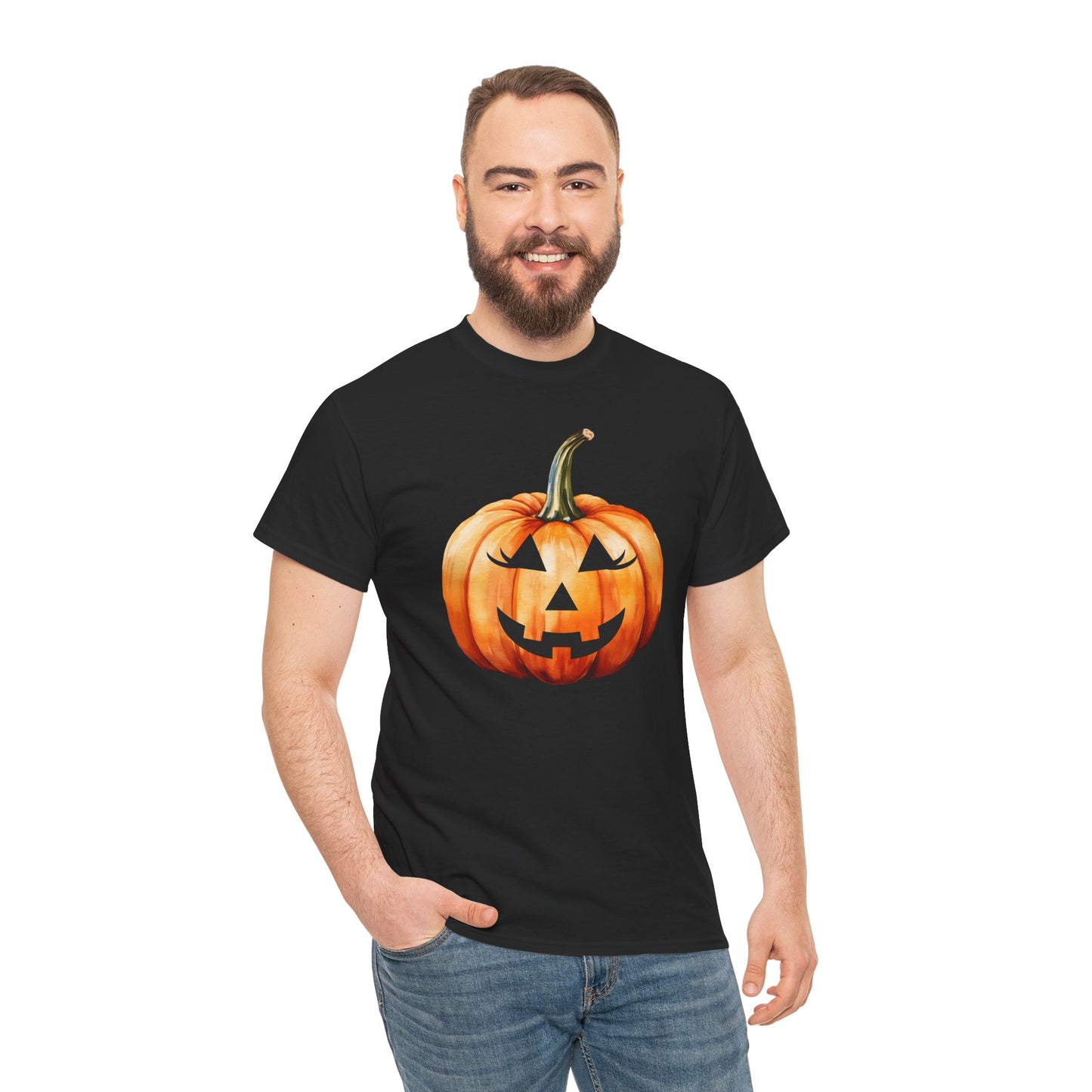 ๐ Embrace Autumn Magic - Pumpkin Bliss Collection for Cozy Season Vibes โจ - Harvest Vibes Pumpkin Cotton Tee | Fall Shirt, Halloween Apparel, Autumn Fashion, Unisex Graphic Tee, Gift for Pumpkin Lovers
