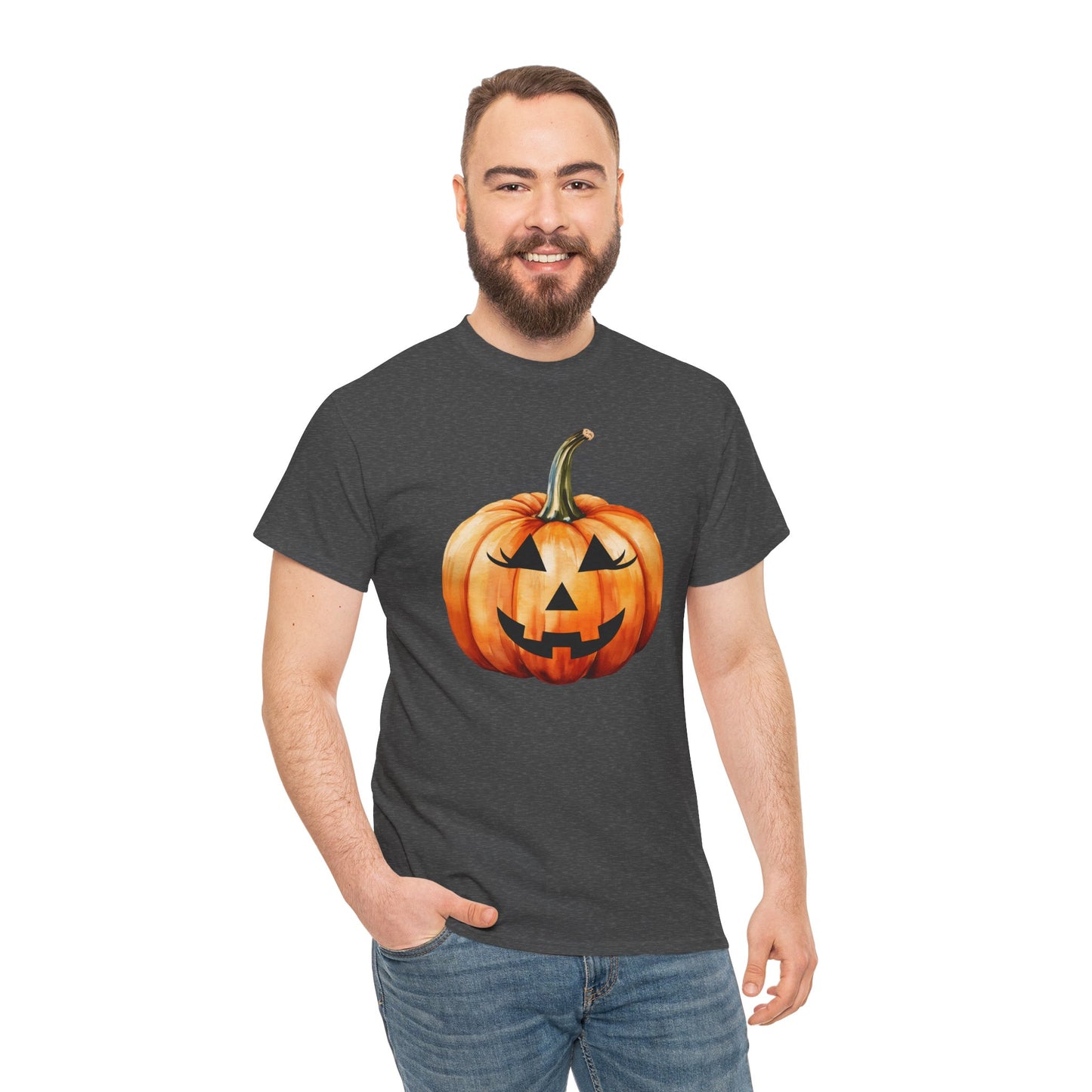 ๐ Embrace Autumn Magic - Pumpkin Bliss Collection for Cozy Season Vibes โจ - Harvest Vibes Pumpkin Cotton Tee | Fall Shirt, Halloween Apparel, Autumn Fashion, Unisex Graphic Tee, Gift for Pumpkin Lovers