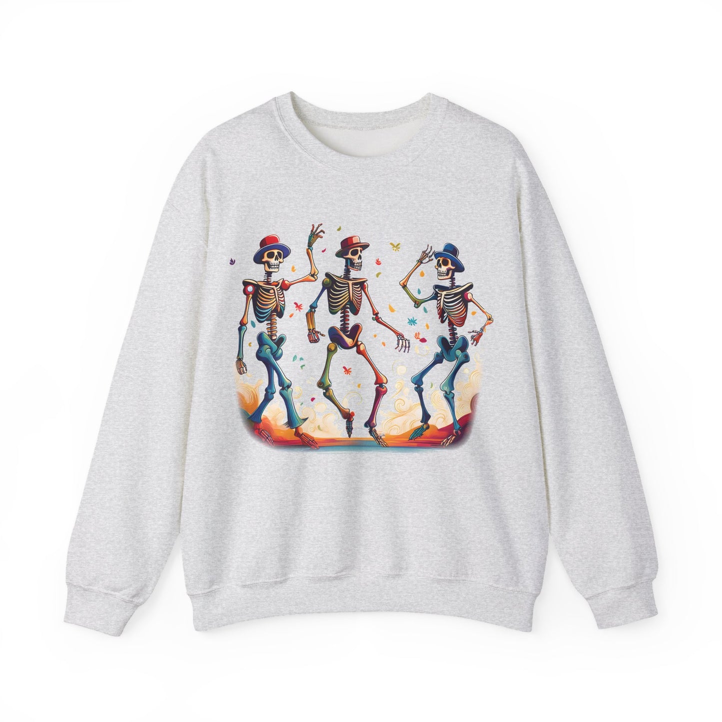Dancing Skeletons Halloween Party - Spooky Fun Celebration Art - Festive Autumn Spirit Collection - Spooky Skeleton Dance Crewneck Sweatshirt, Halloween Sweatshirt, Unisex Fall Apparel, Casual Skeleton Top, Fun Halloween Gift