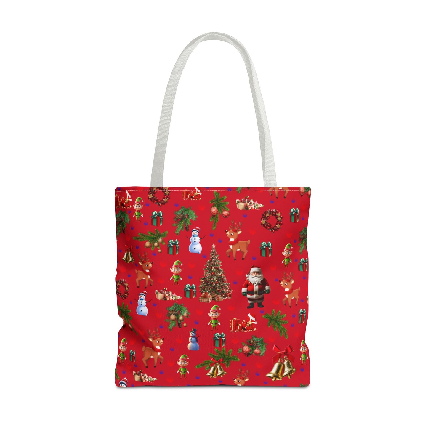 Festive Holiday Tote Bag - Santa, Snowman & Christmas Design