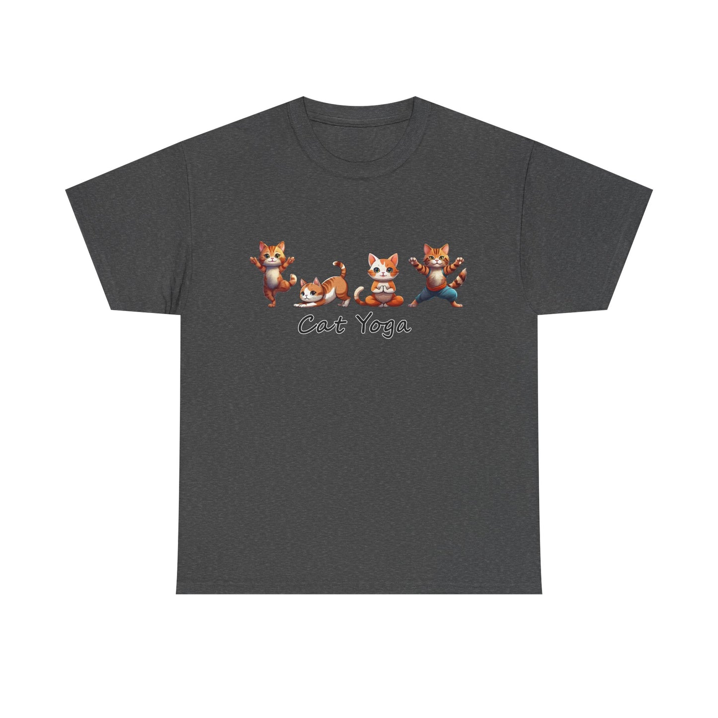 Cat Yoga Unisex Heavy Cotton Tee - Fun & Comfy T-Shirt for Cat Lovers