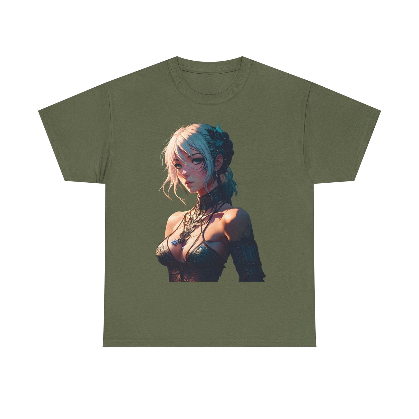 Mystical Anime Forest Princess Portrait - Stylish Graphic Tee with Fantasy Design, Casual Wear, Anime Gift, Comfortable T-Shirt, Art Tee for Everyday Fashion