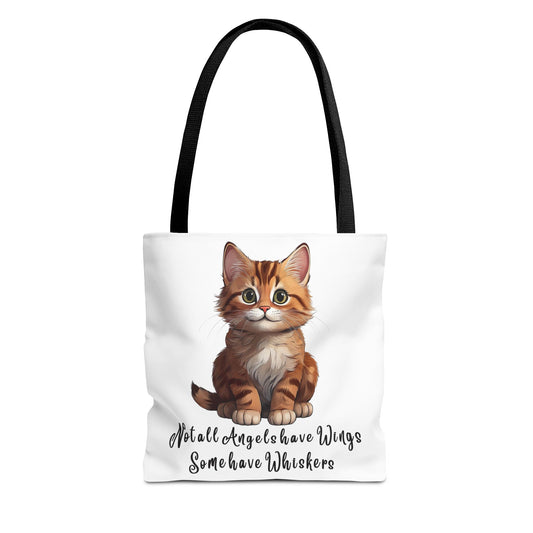 Colorful Tri-Color Cat Tote Bag: Not all Angels have Wings, some have whiskers