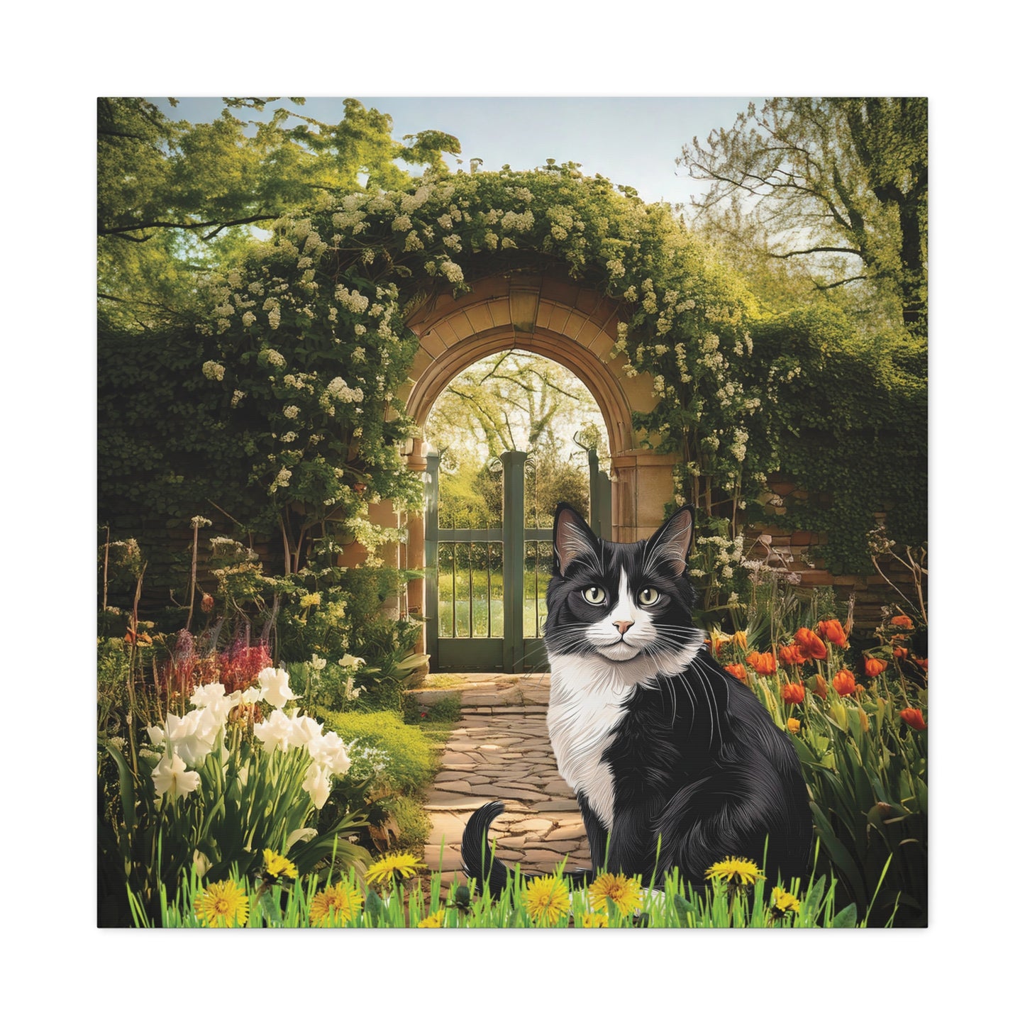 Cat Garden Matte Canvas Wall Art - Charming Home Decor for Cat Lovers