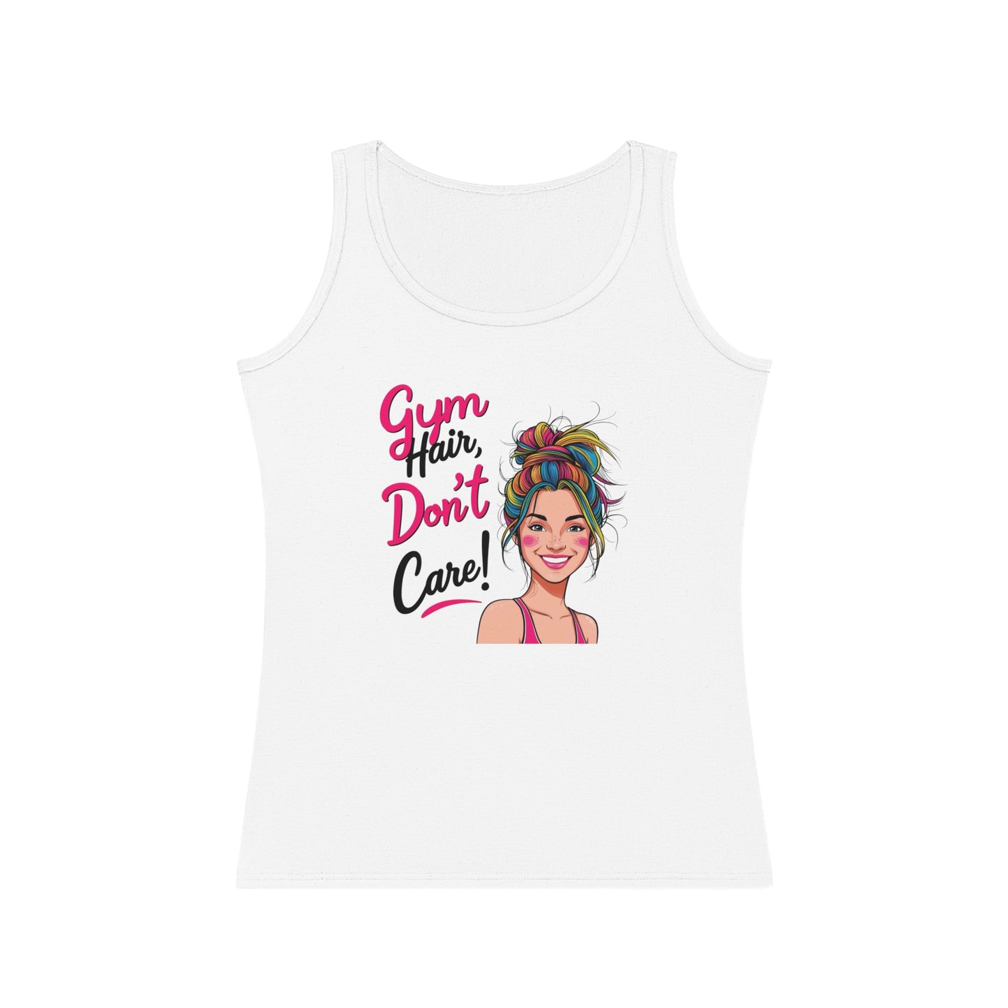 Funny 'Gym Hair, Don't Care' Women's Tank Top - Workout Humor Fitness Shirt