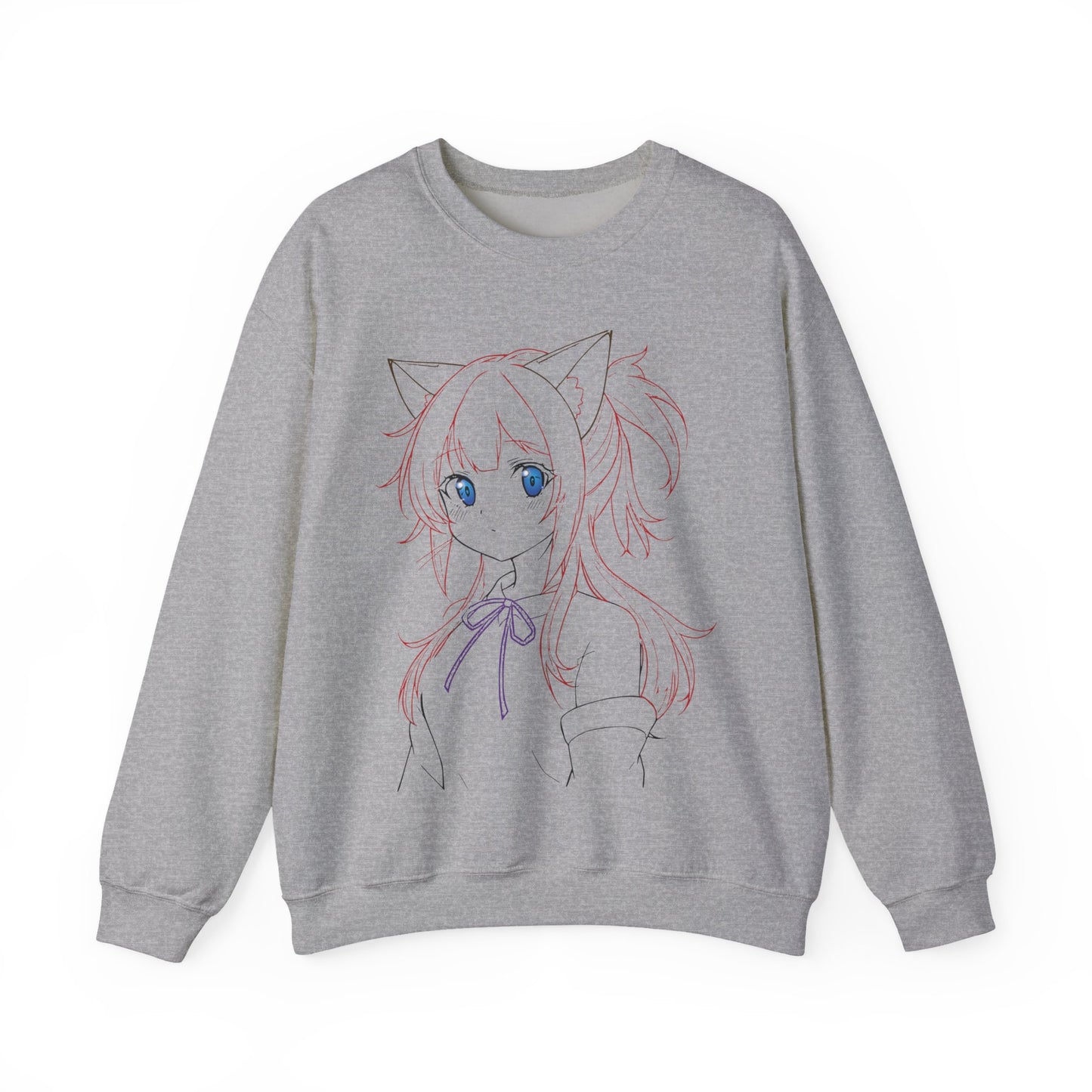 Cute Anime Cat Ears Sweatshirt, Cozy Crewneck for Anime Lovers, Perfect Gift for Birthdays, Casual Outfits, Winter Fashion, Everyday Wear