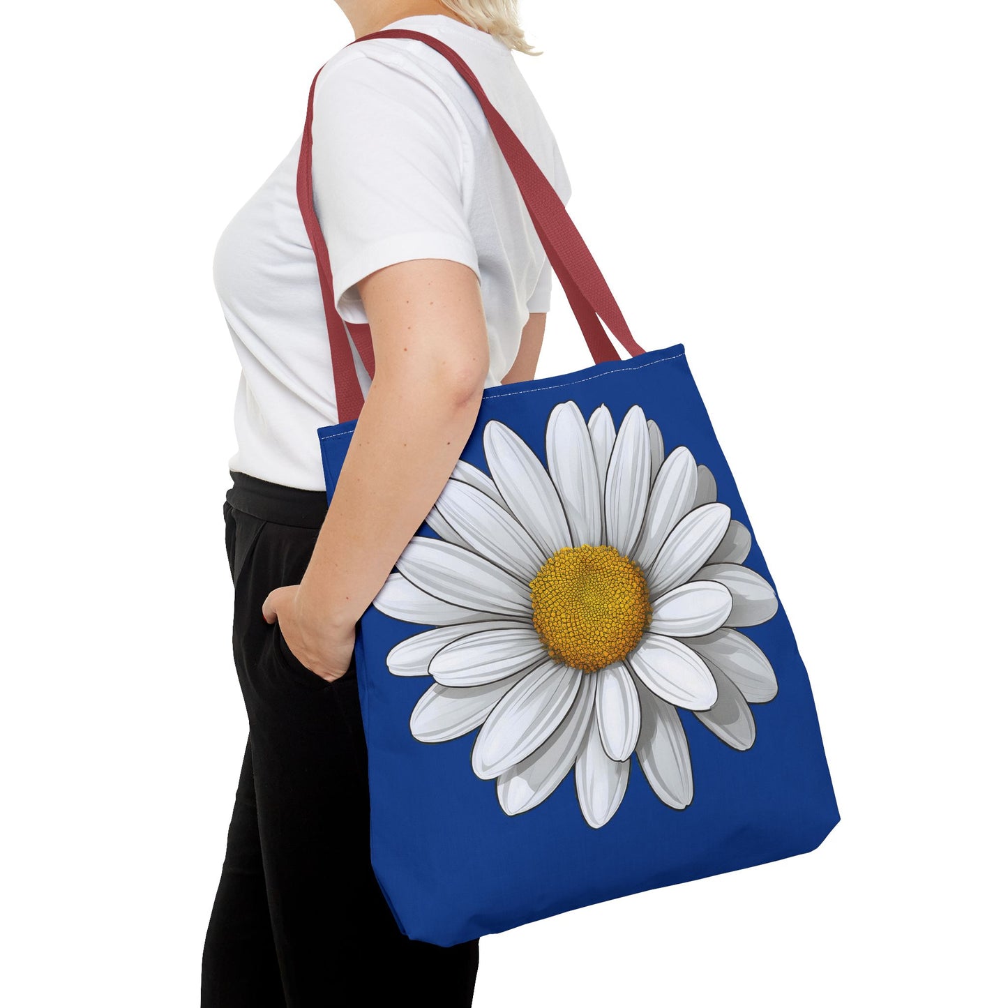Daisy Tote Bag - White Floral Design Summer Fashion Accessory