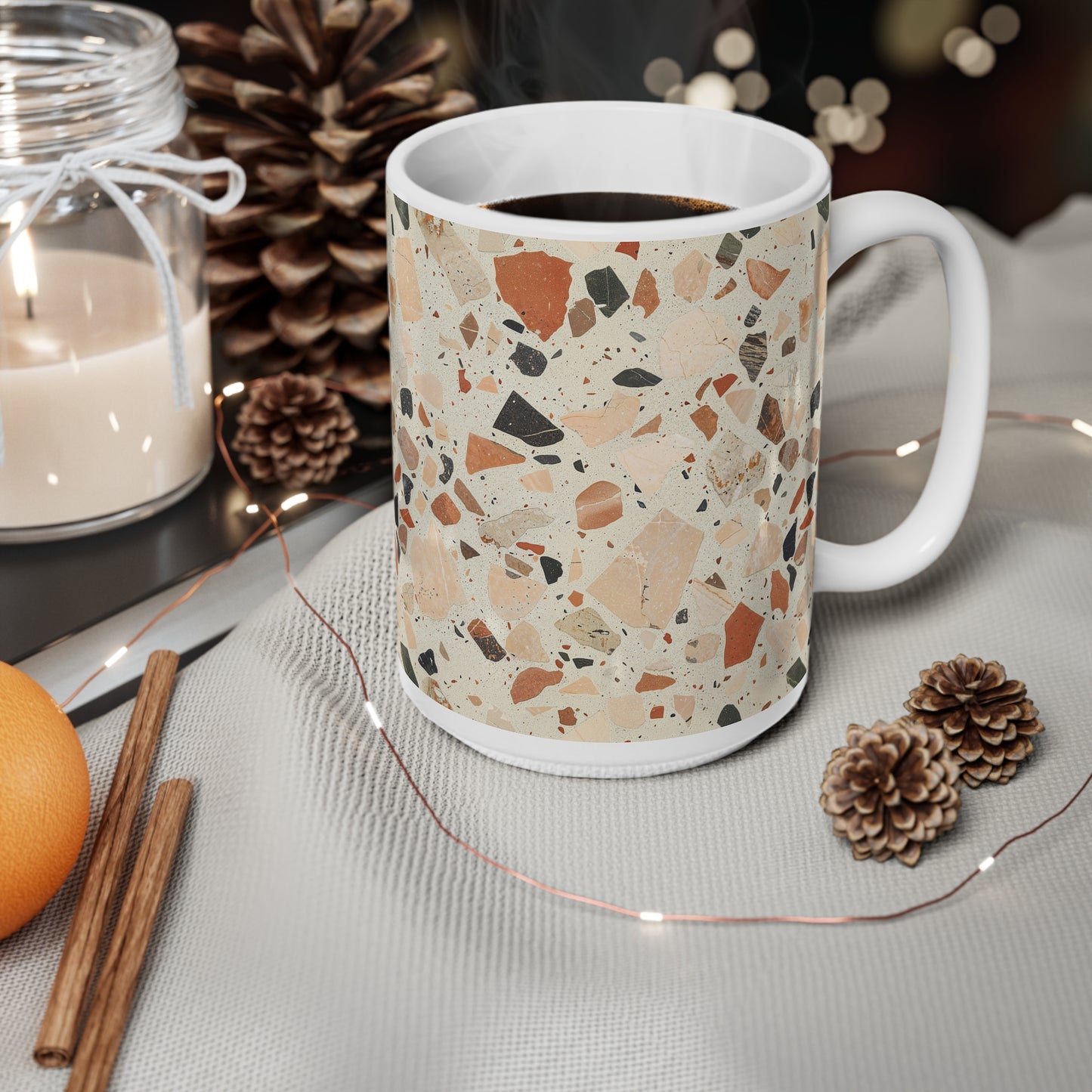 Mug - Terrazzo (Boho, Retro) Ceramic Coffee Cups, 11oz, 15oz