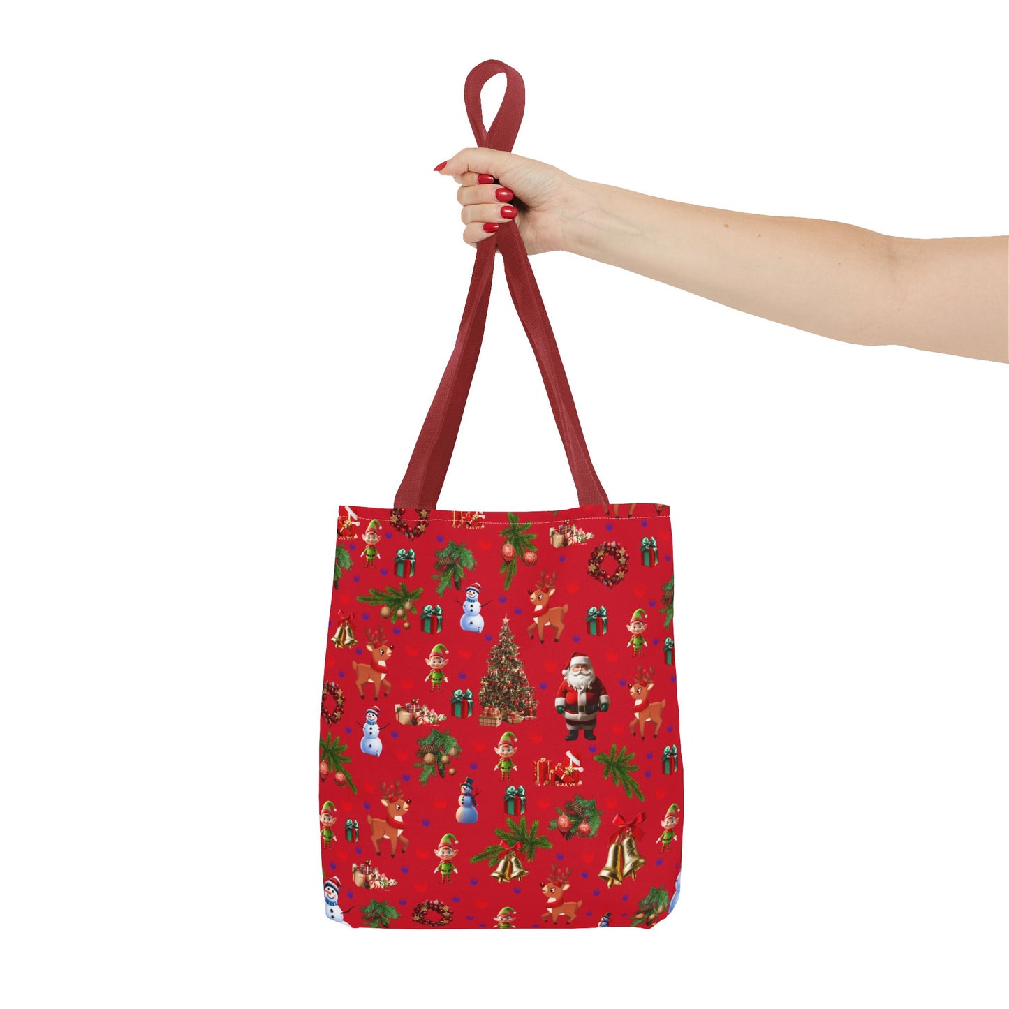 Festive Holiday Tote Bag - Santa, Snowman & Christmas Design