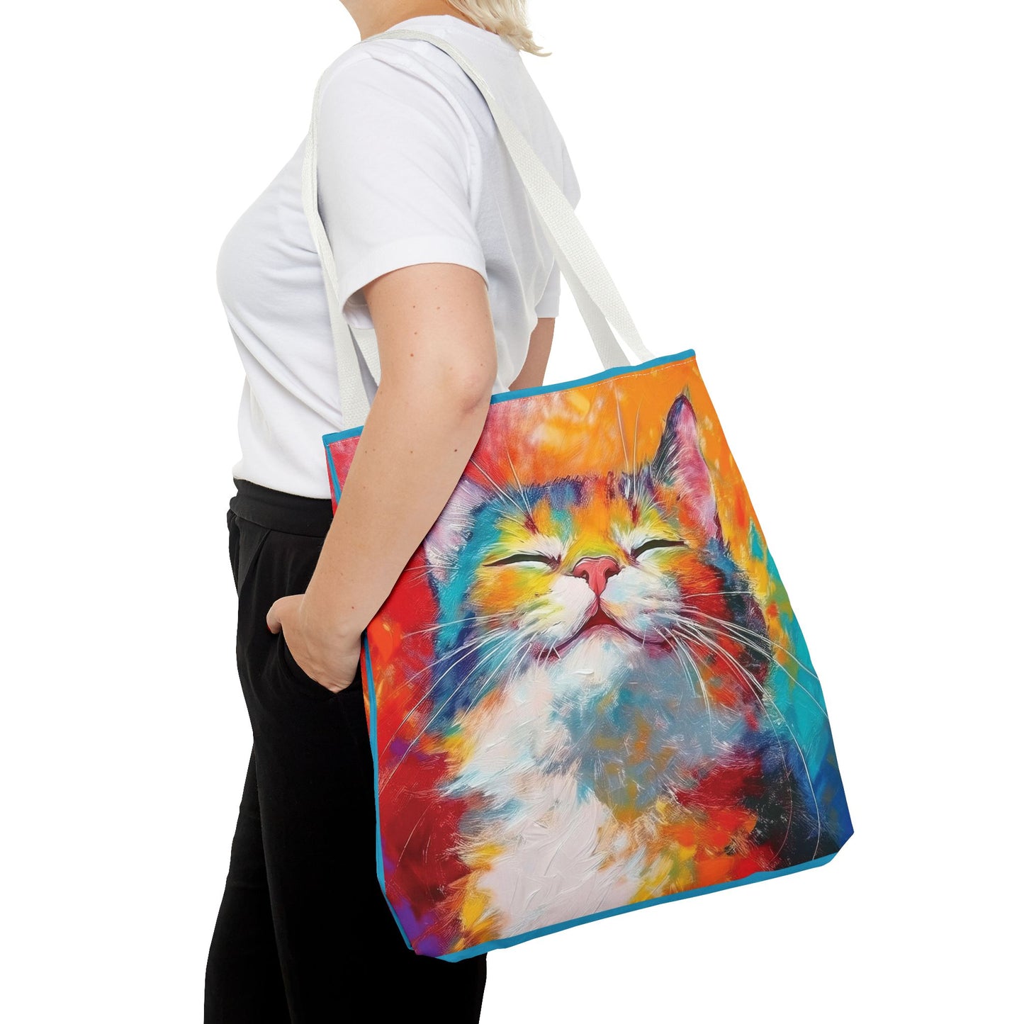 Colorful Cat Tote Bag: Pawsitive Vibes