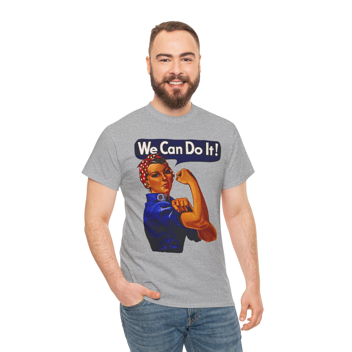 Empowerment Pop Art | Bold "We Can Do It" T-Shirts, Sweatshirts, Mugs & Wall Art for Inspiration - Empowering Unisex Heavy Cotton Tee - We Can Do It! Statement Shirt, Feminist Apparel, Gift for Her, Motivational Tee, Casual Wear
